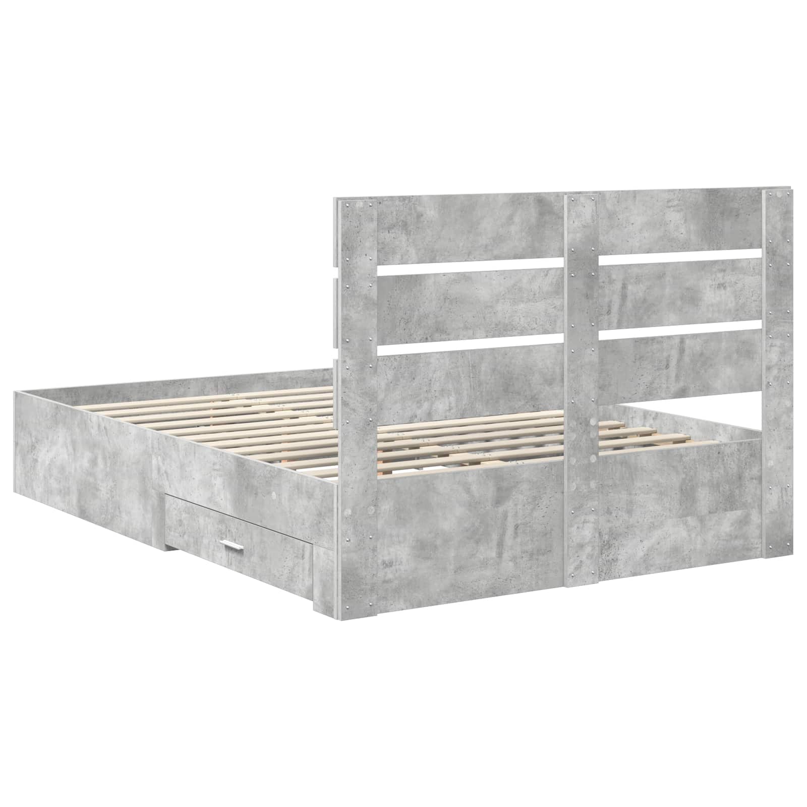 Bedframe met lade Beton Grijs 140 x 190 cm Bewerkt hout is nu te koop bij PeponiXL, paradijselijk wonen!