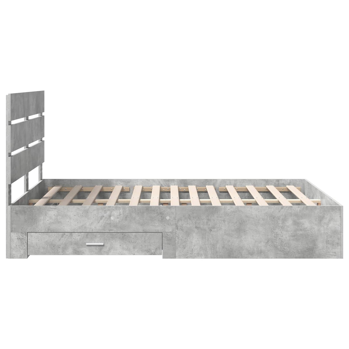 Bedframe met lade Beton Grijs 140 x 190 cm Bewerkt hout is nu te koop bij PeponiXL, paradijselijk wonen!