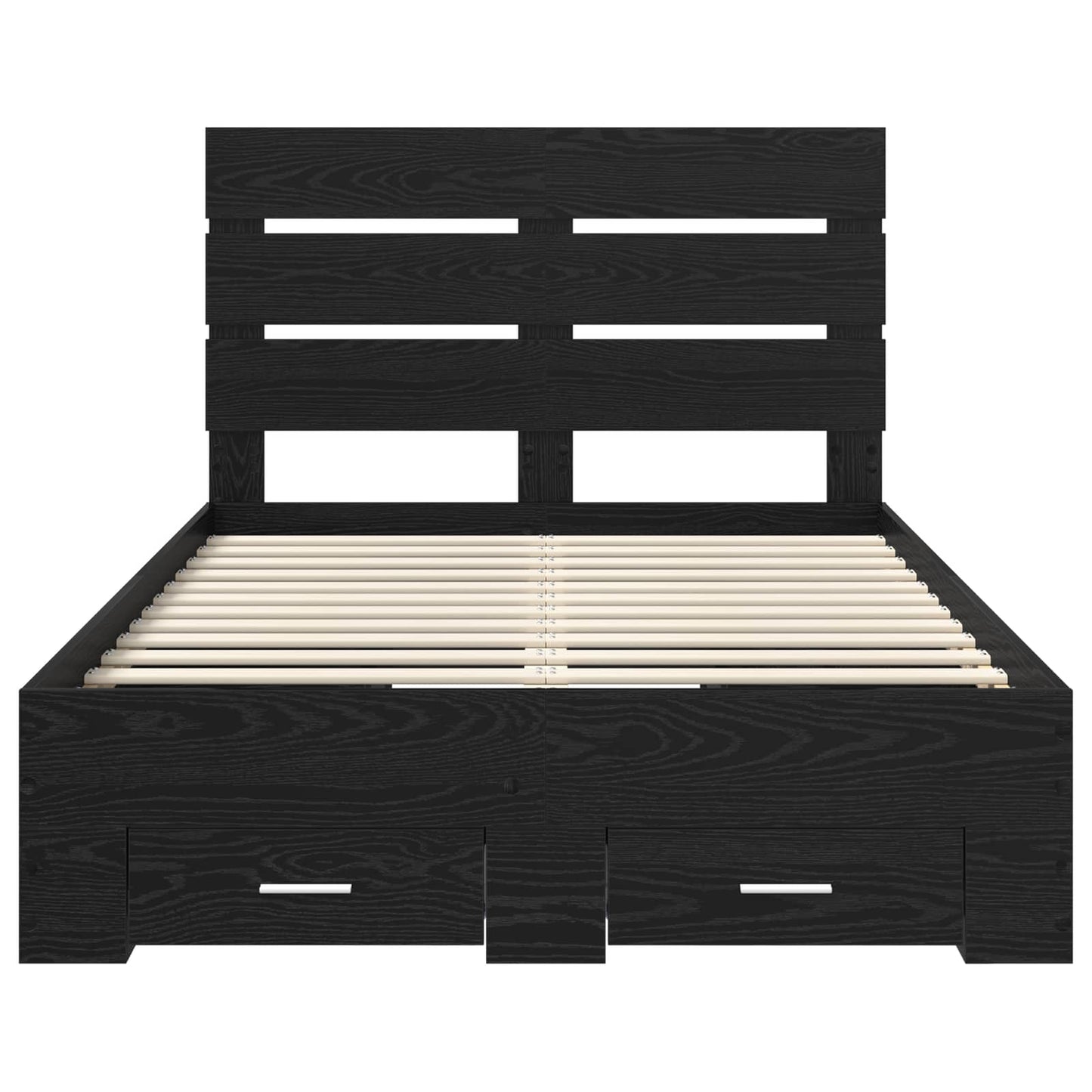 Bedframe met lade Zwart Eiken 135 x 190 cm Bewerkt hout is nu te koop bij PeponiXL, paradijselijk wonen!