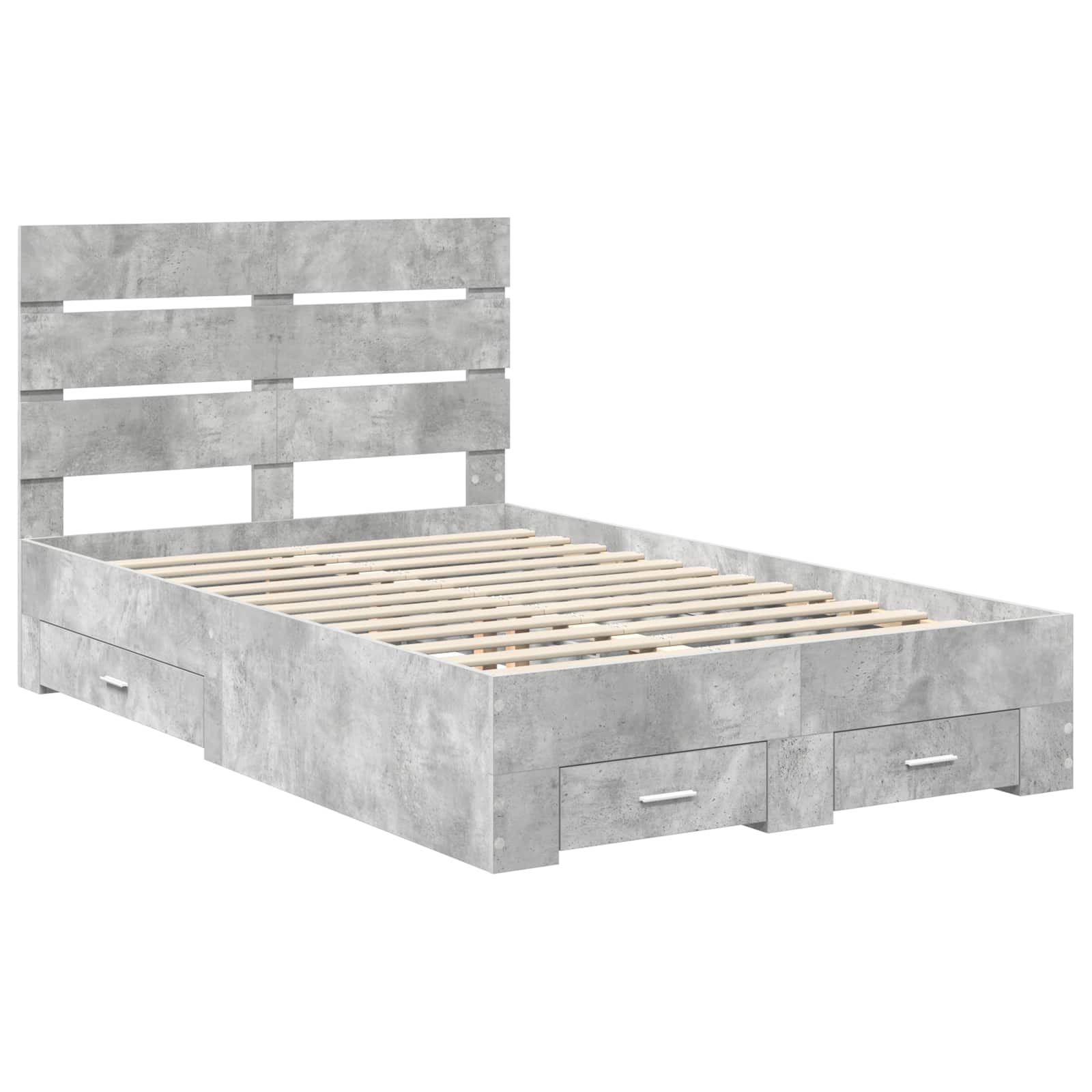 Bedframe met lade Beton Grijs 135 x 190 cm Bewerkt hout is nu te koop bij PeponiXL, paradijselijk wonen!