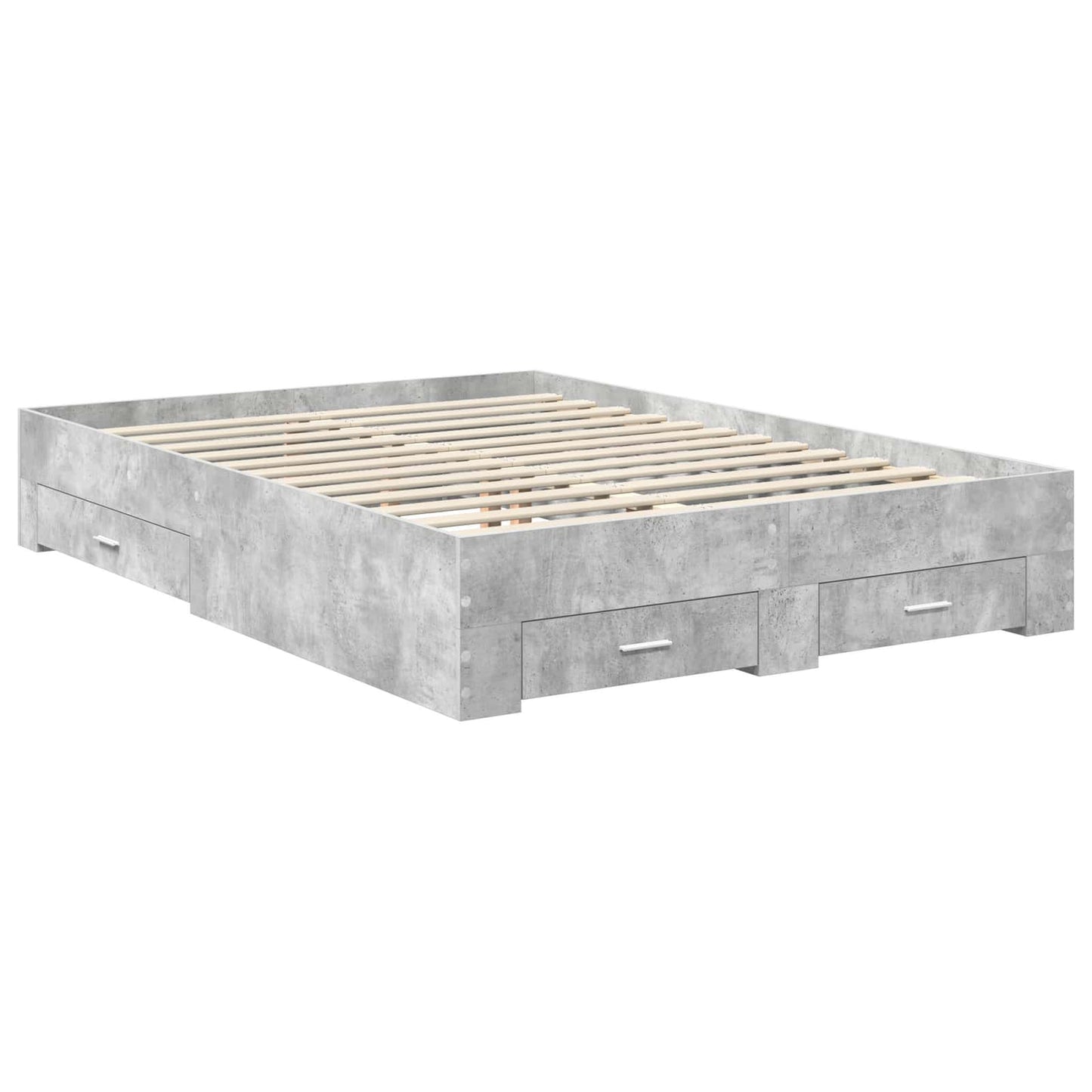 Bedframe met lade Beton Grijs 135 x 190 cm Bewerkt hout is nu te koop bij PeponiXL, paradijselijk wonen!