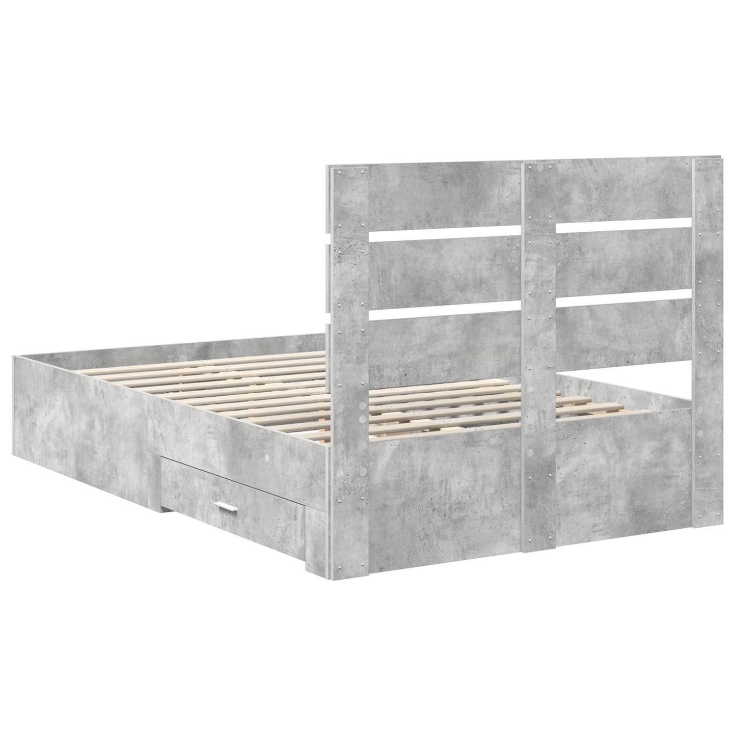 Bedframe met lade Beton Grijs 135 x 190 cm Bewerkt hout is nu te koop bij PeponiXL, paradijselijk wonen!