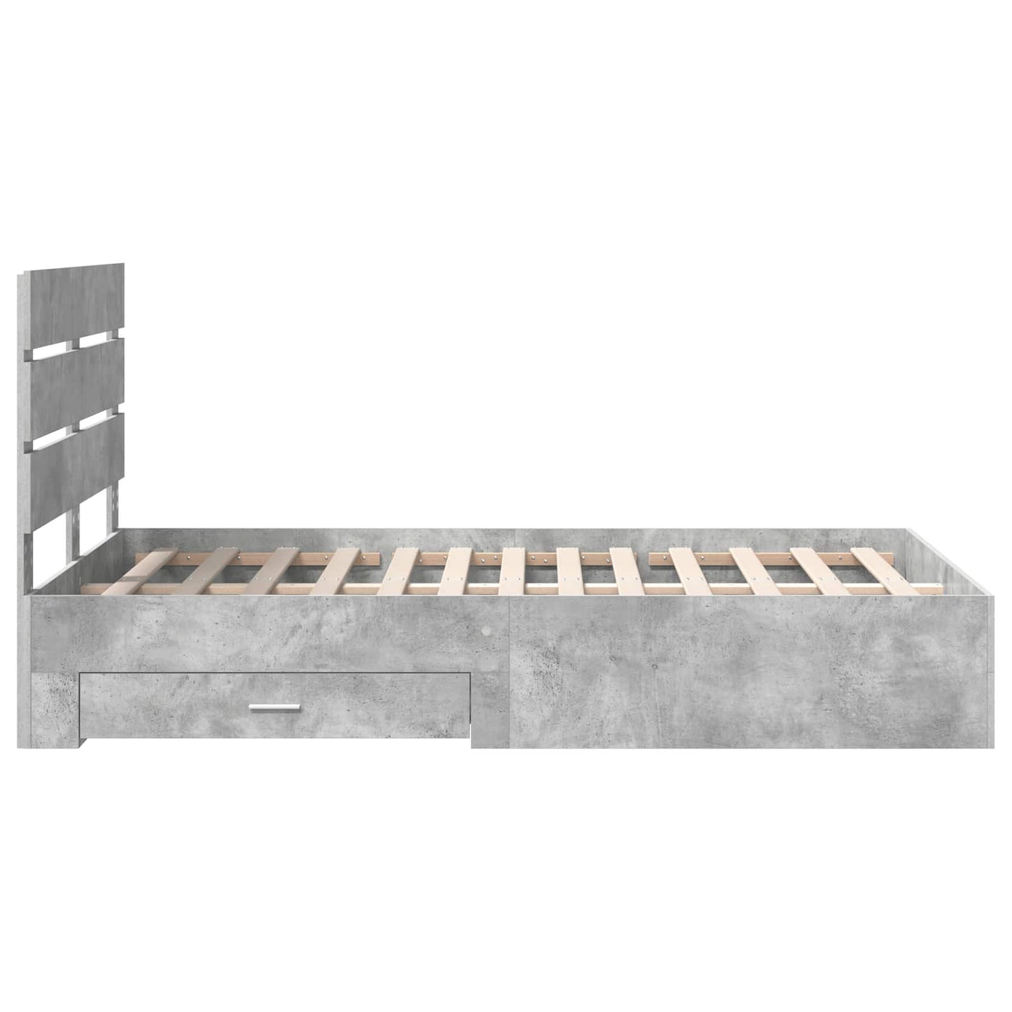 Bedframe met lade Beton Grijs 135 x 190 cm Bewerkt hout is nu te koop bij PeponiXL, paradijselijk wonen!