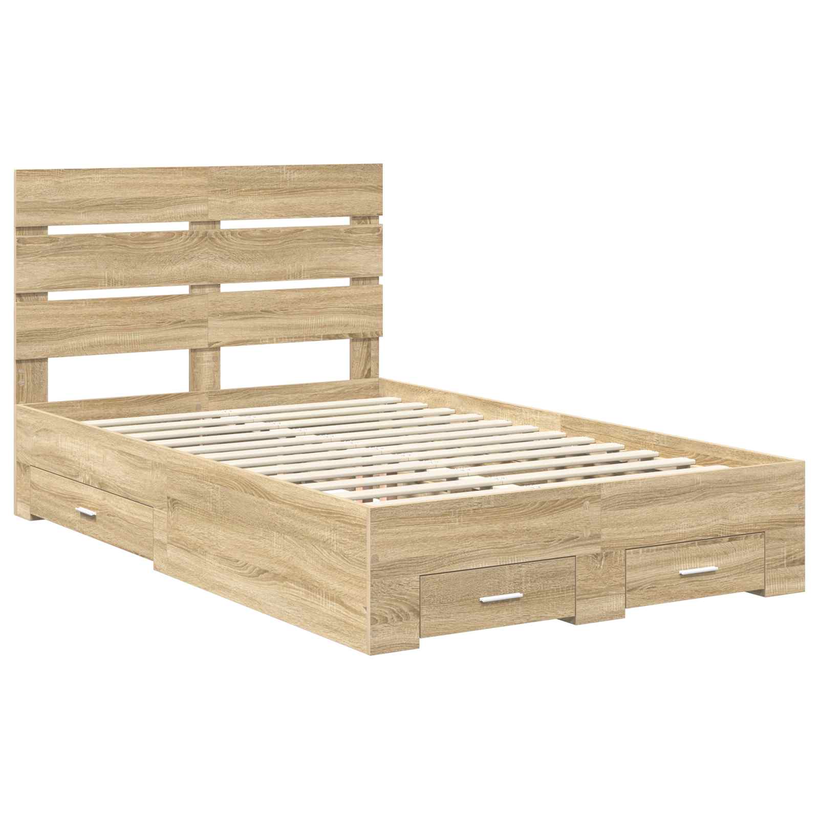 Bedframe met lade Sonoma Eiken 120 x 200 cm Bewerkt hout is nu te koop bij PeponiXL, paradijselijk wonen!