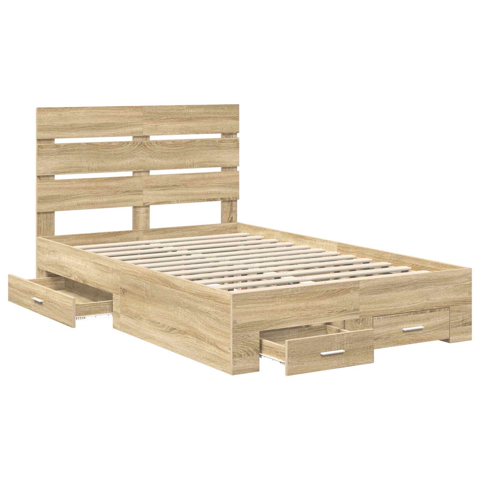 Bedframe met lade Sonoma Eiken 120 x 200 cm Bewerkt hout is nu te koop bij PeponiXL, paradijselijk wonen!