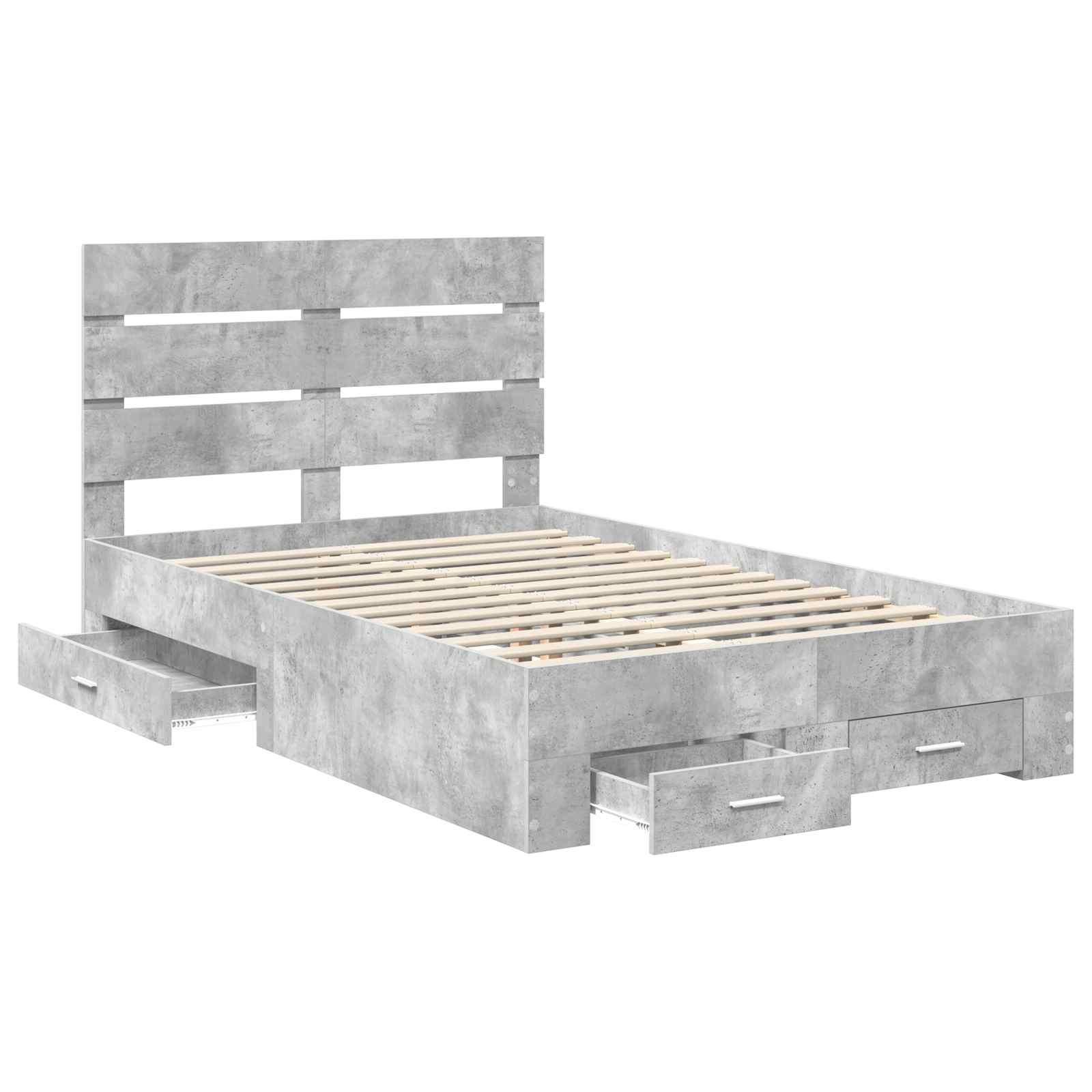 Bedframe met lade Beton Grijs 120 x 200 cm Bewerkt hout is nu te koop bij PeponiXL, paradijselijk wonen!