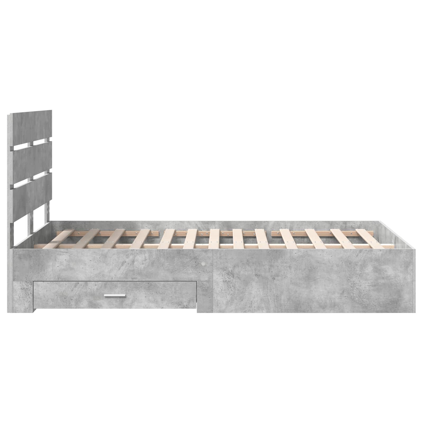 Bedframe met lade Beton Grijs 120 x 200 cm Bewerkt hout is nu te koop bij PeponiXL, paradijselijk wonen!