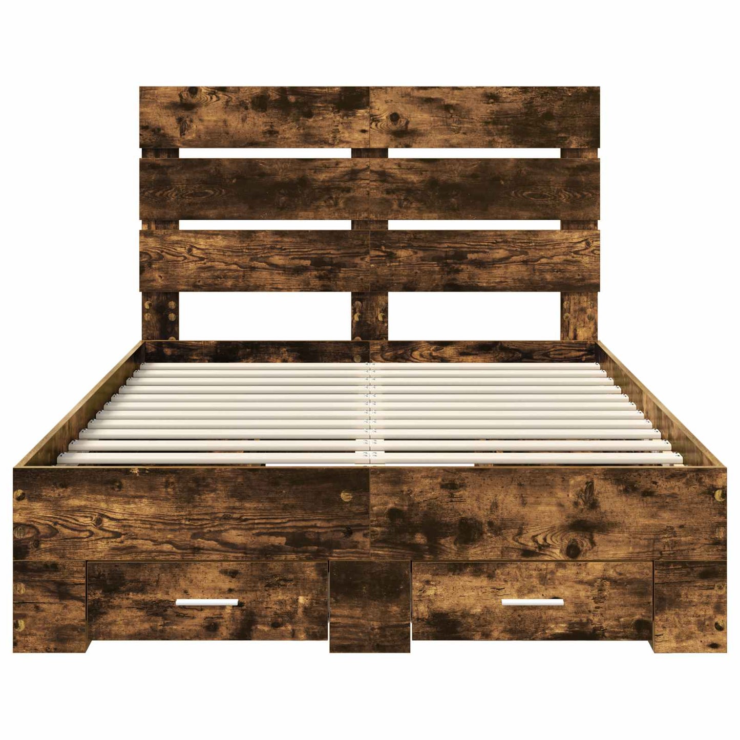 Bedframe met lade Gerookt eiken 120 x 200 cm Bewerkt hout is nu te koop bij PeponiXL, paradijselijk wonen!