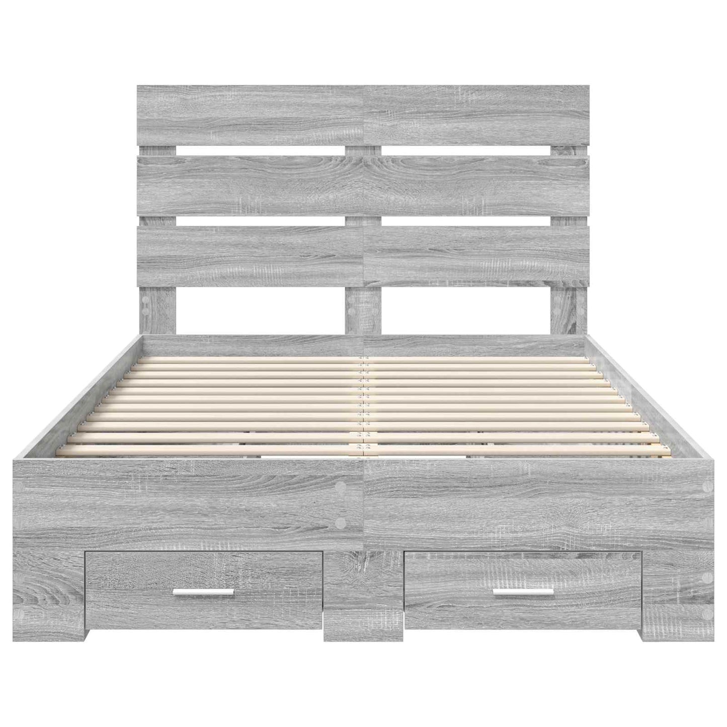 Bedframe met lade Grijs Sonoma 120 x 200 cm Bewerkt hout is nu te koop bij PeponiXL, paradijselijk wonen!