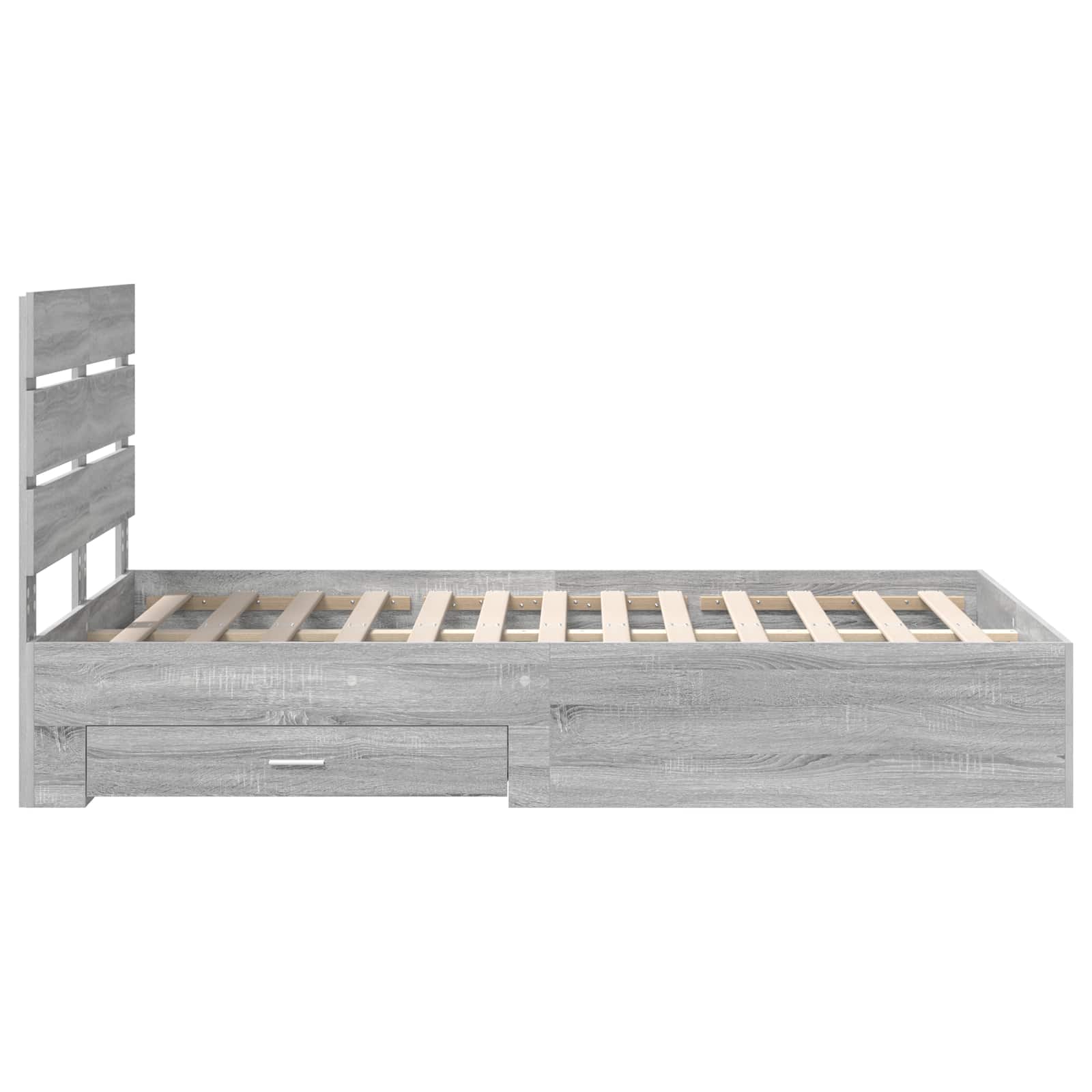 Bedframe met lade Grijs Sonoma 120 x 200 cm Bewerkt hout is nu te koop bij PeponiXL, paradijselijk wonen!