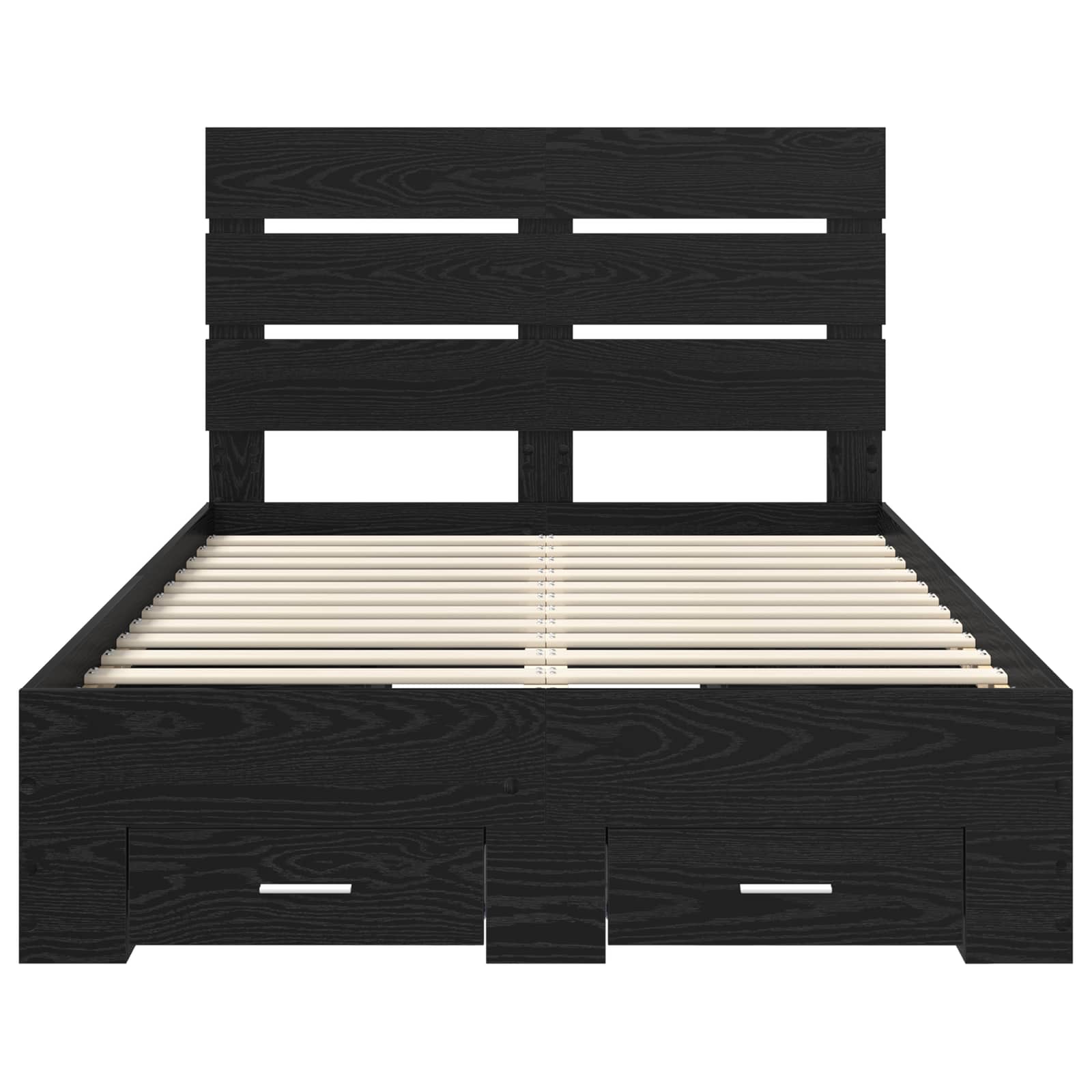 Bedframe met lade Zwart Eiken 120 x 190 cm Bewerkt hout is nu te koop bij PeponiXL, paradijselijk wonen!