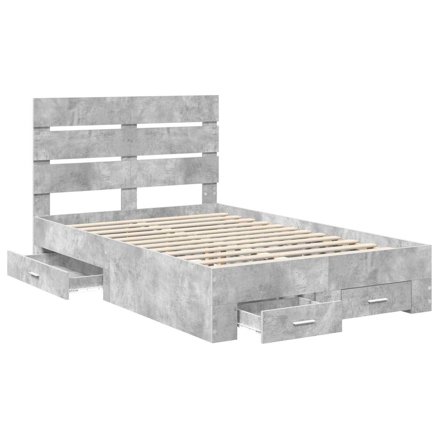 Bedframe met lade Beton Grijs 120 x 190 cm Bewerkt hout is nu te koop bij PeponiXL, paradijselijk wonen!