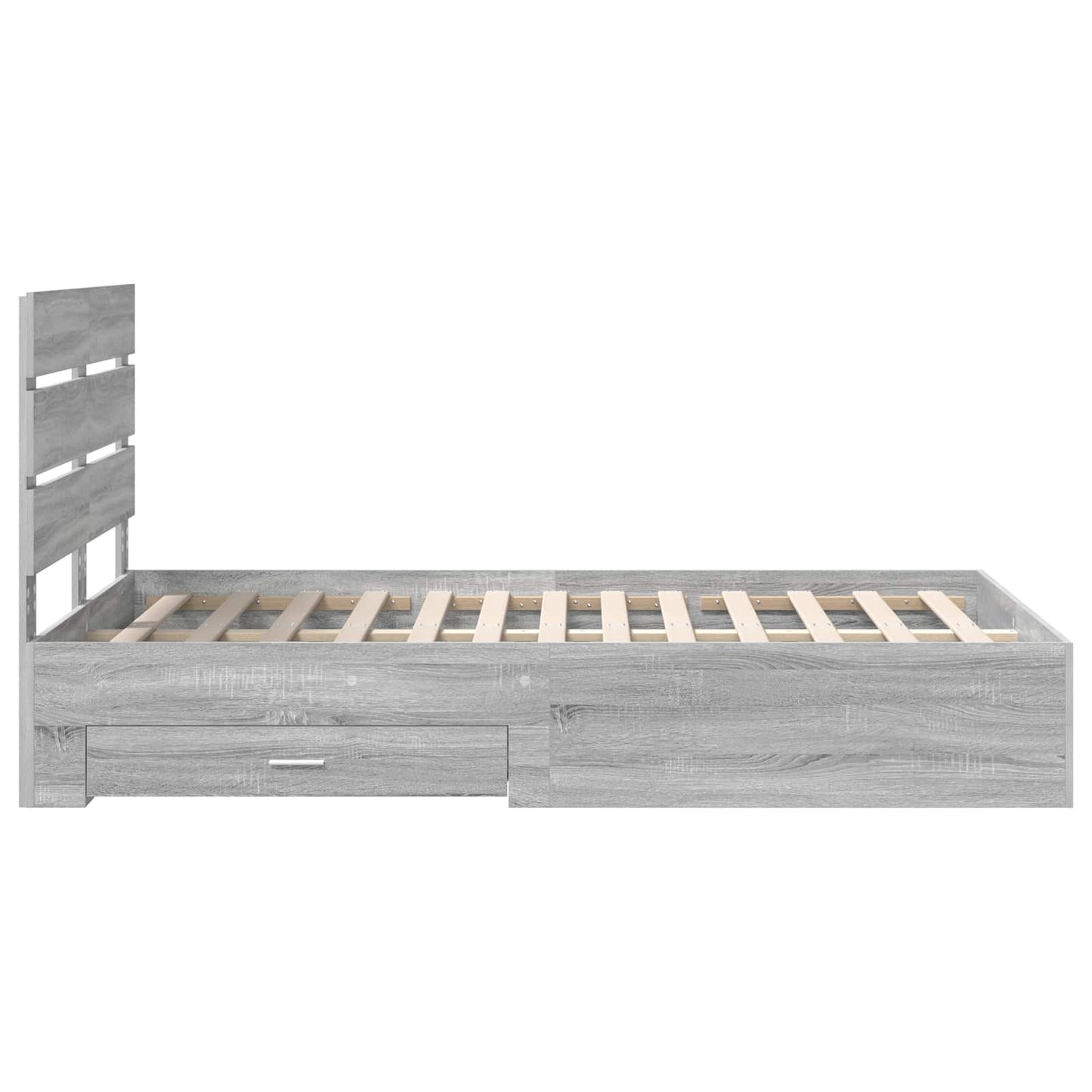 Bedframe met lade Grijs Sonoma 120 x 190 cm Bewerkt hout is nu te koop bij PeponiXL, paradijselijk wonen!