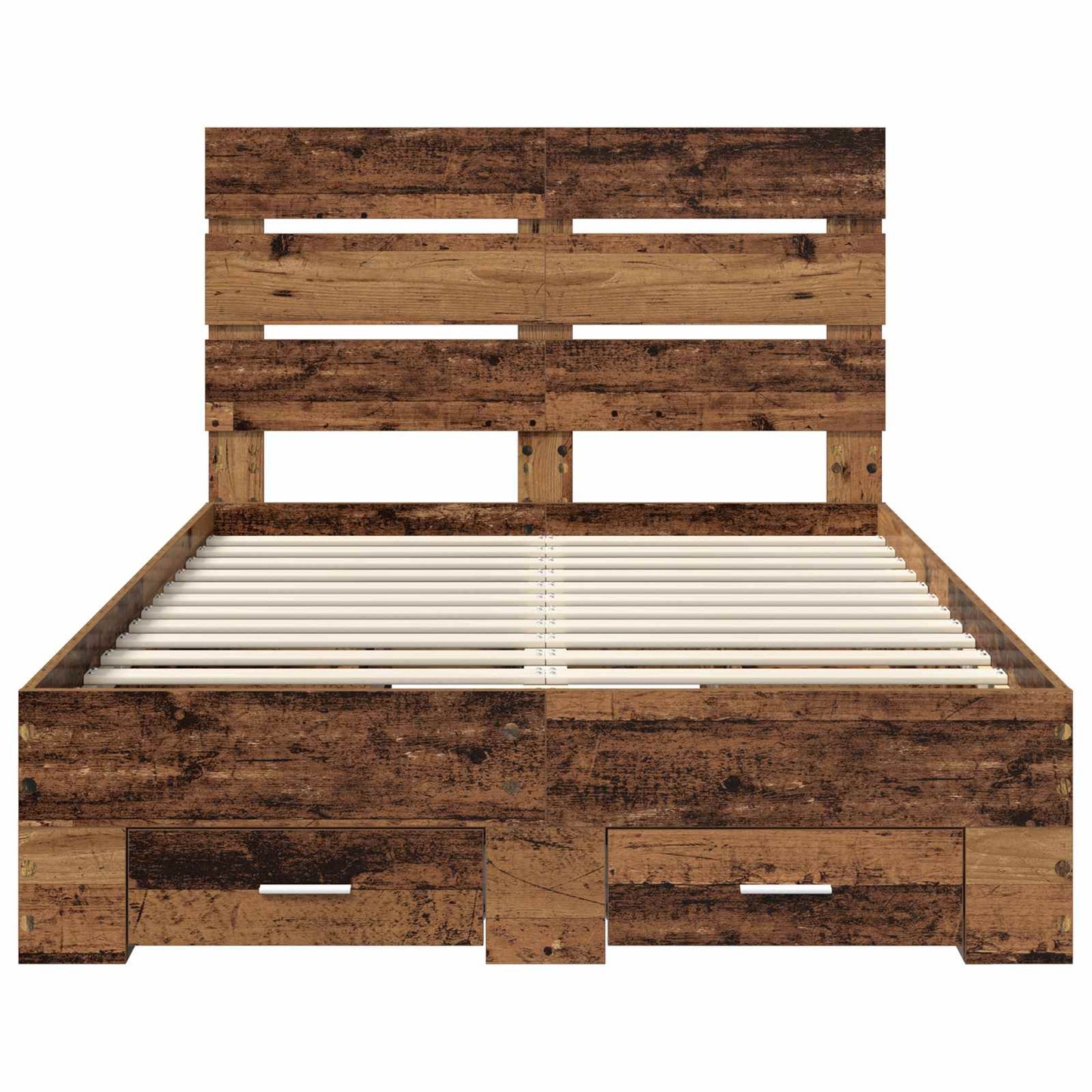 Bedframe met lade met opslag Oudhout 120 x 190 cm Bewerkt hout is nu te koop bij PeponiXL, paradijselijk wonen!