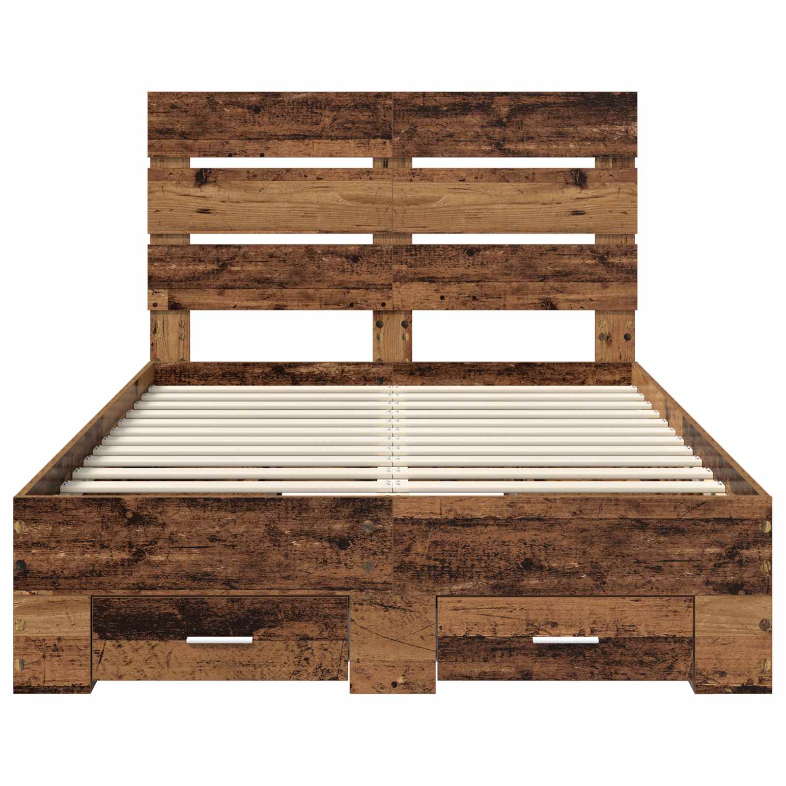 Bedframe met lade met opslag Oudhout 120 x 190 cm Bewerkt hout is nu te koop bij PeponiXL, paradijselijk wonen!