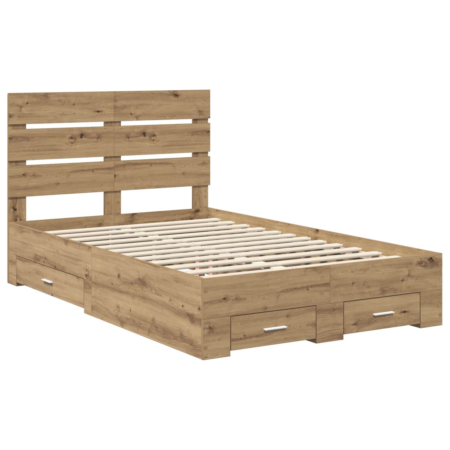 Bedframe met lade Artisan Eiken 120 x 190 cm Bewerkt hout is nu te koop bij PeponiXL, paradijselijk wonen!