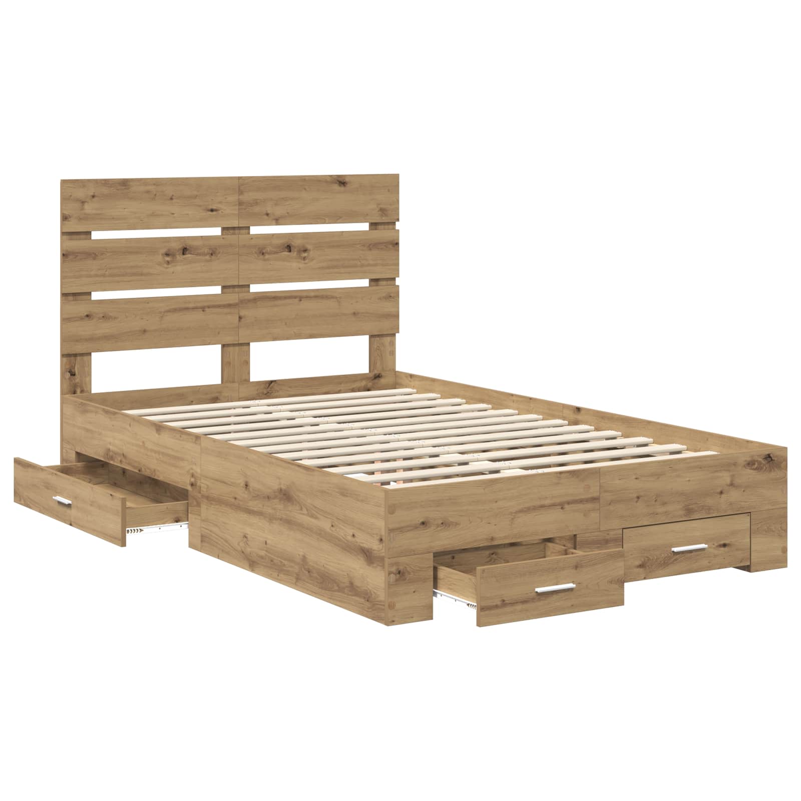 Bedframe met lade Artisan Eiken 120 x 190 cm Bewerkt hout is nu te koop bij PeponiXL, paradijselijk wonen!