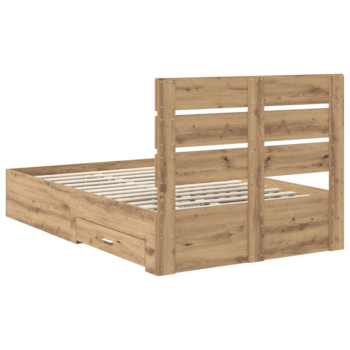 Bedframe met lade Artisan Eiken 120 x 190 cm Bewerkt hout is nu te koop bij PeponiXL, paradijselijk wonen!