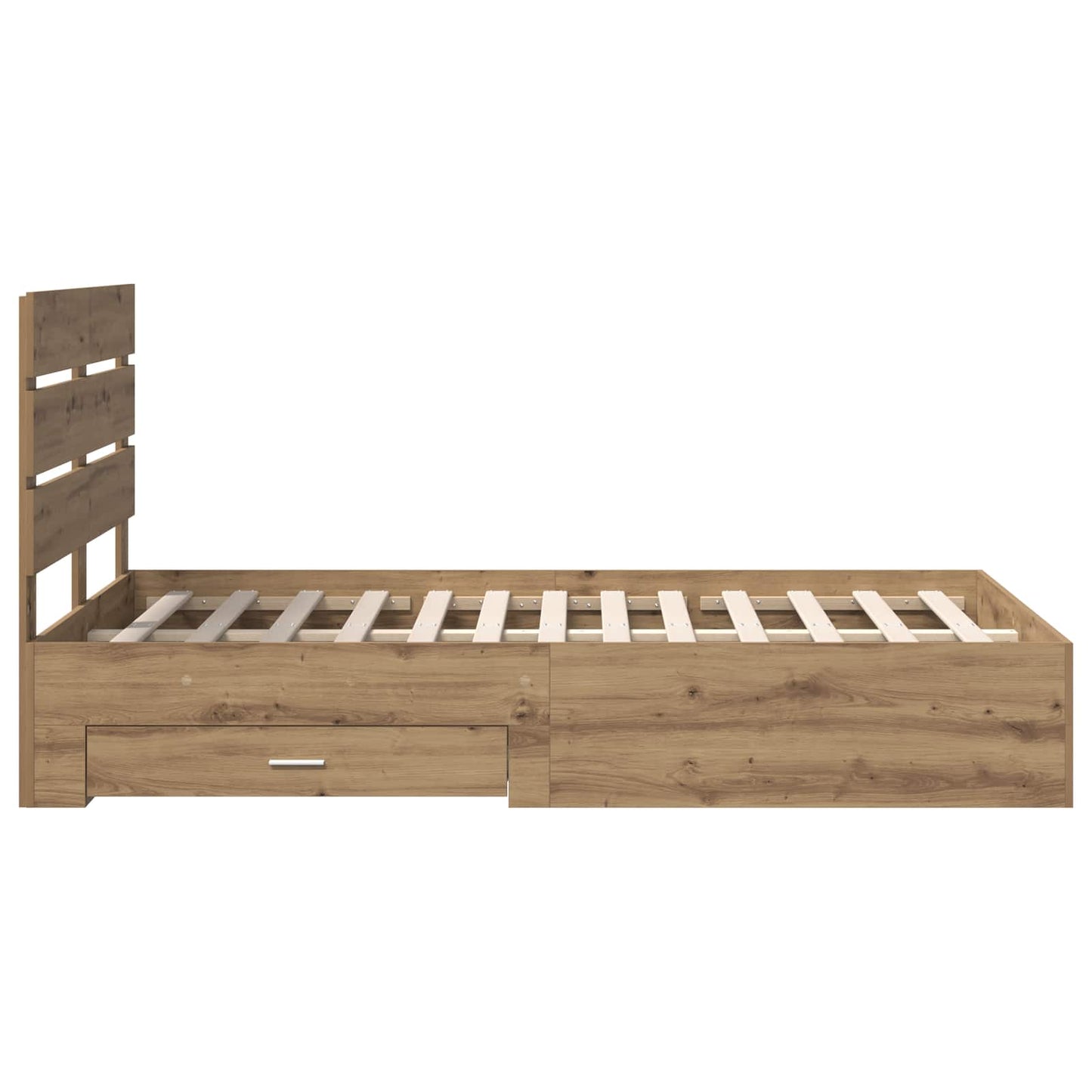 Bedframe met lade Artisan Eiken 120 x 190 cm Bewerkt hout is nu te koop bij PeponiXL, paradijselijk wonen!