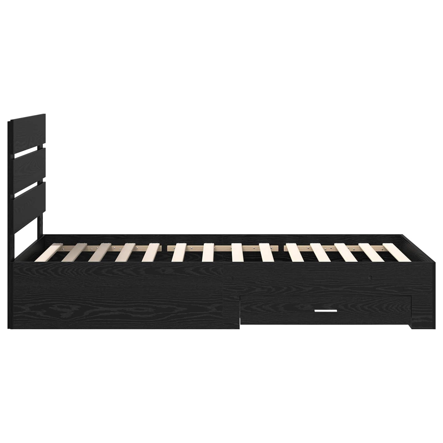 Bedframe met lade Zwart Eiken 100 x 200 cm Bewerkt hout is nu te koop bij PeponiXL, paradijselijk wonen!