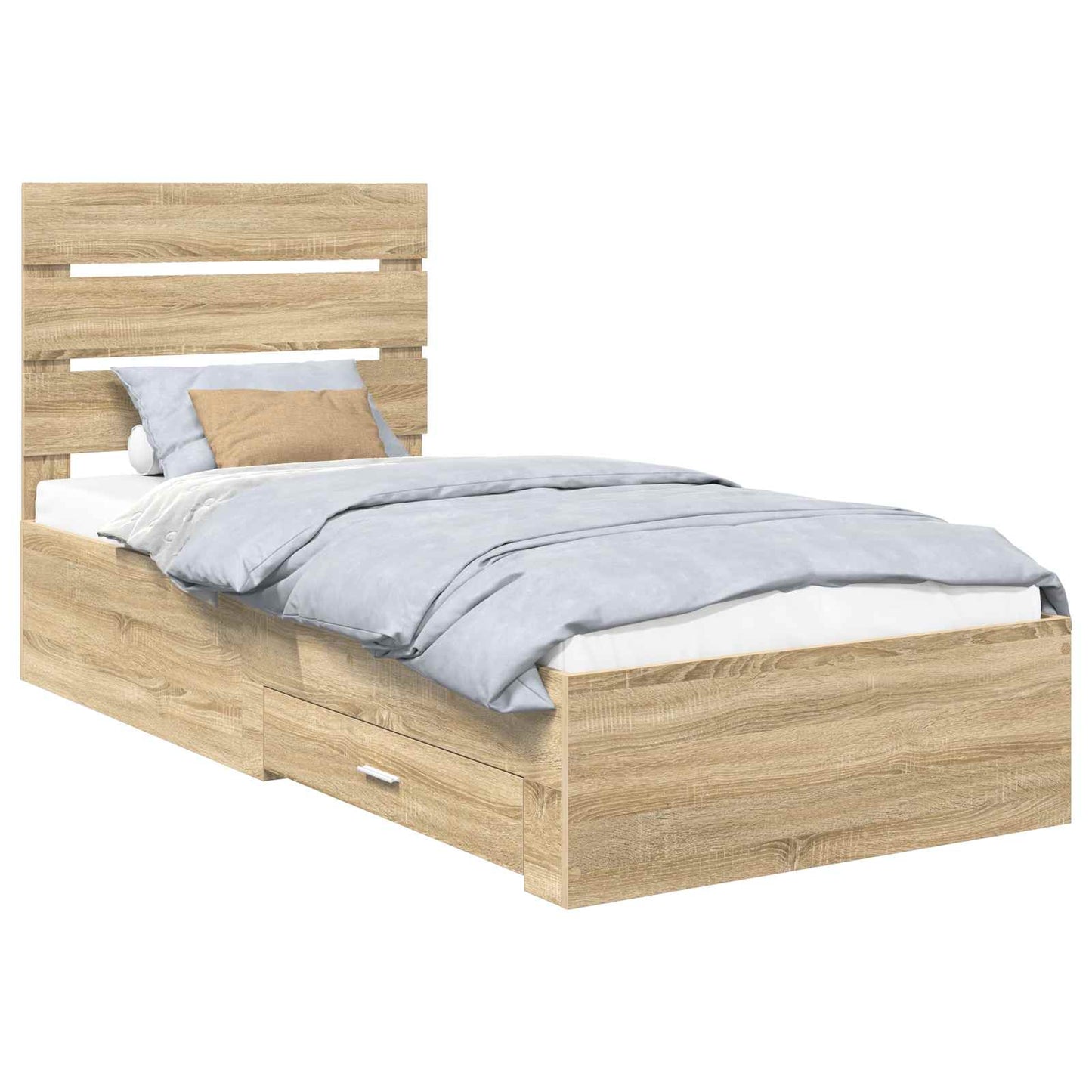 Bedframe met lade Sonoma Eiken 100 x 200 cm Bewerkt hout is nu te koop bij PeponiXL, paradijselijk wonen!