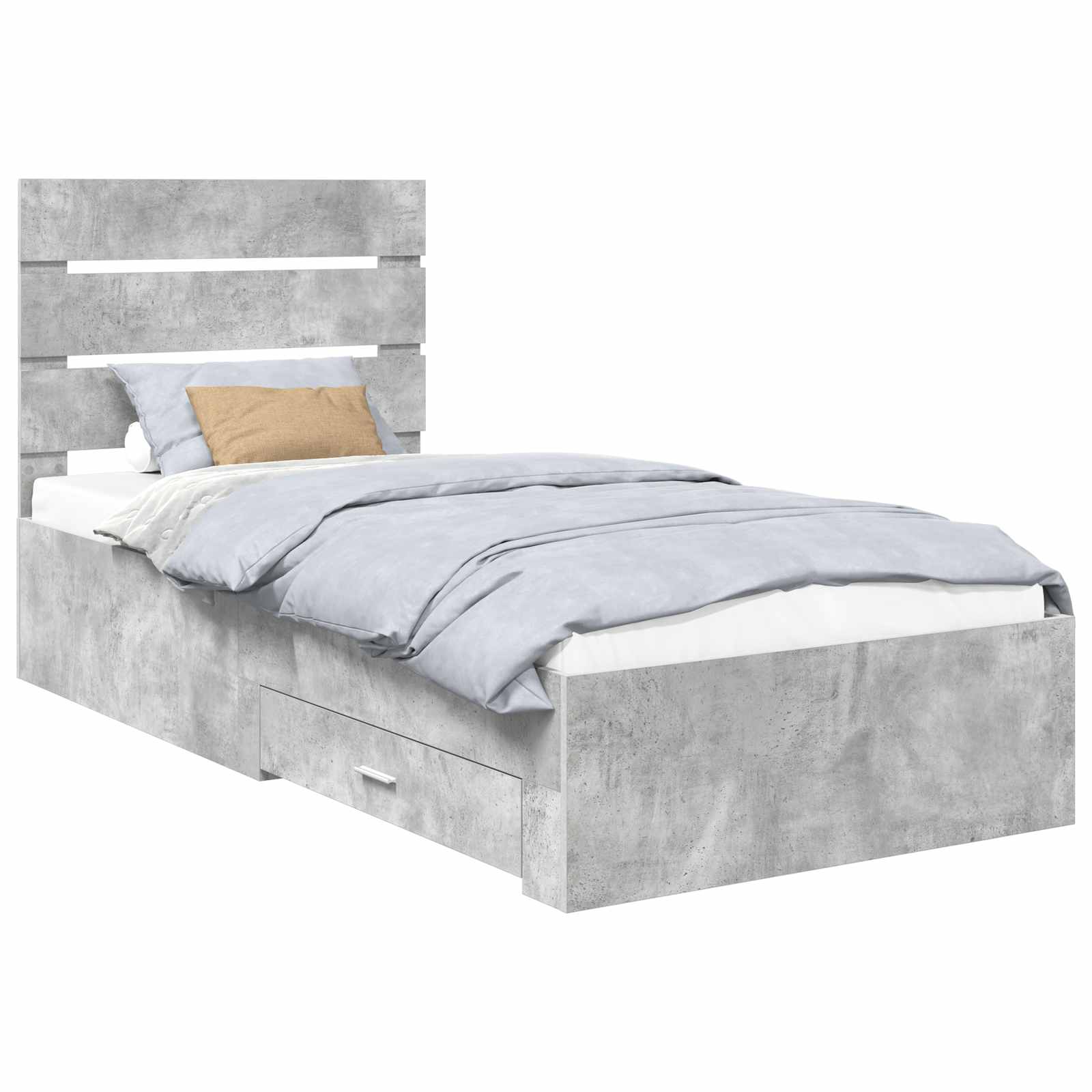 Bedframe met lade Beton Grijs 100 x 200 cm Bewerkt hout is nu te koop bij PeponiXL, paradijselijk wonen!