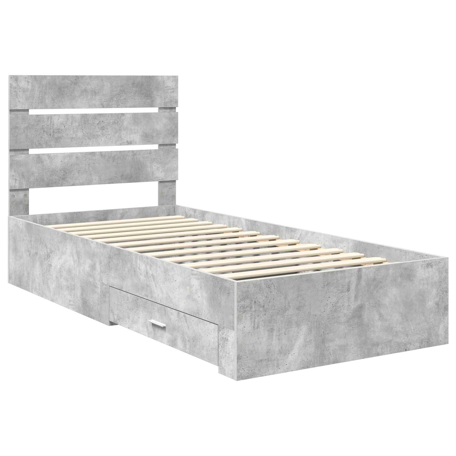 Bedframe met lade Beton Grijs 100 x 200 cm Bewerkt hout is nu te koop bij PeponiXL, paradijselijk wonen!