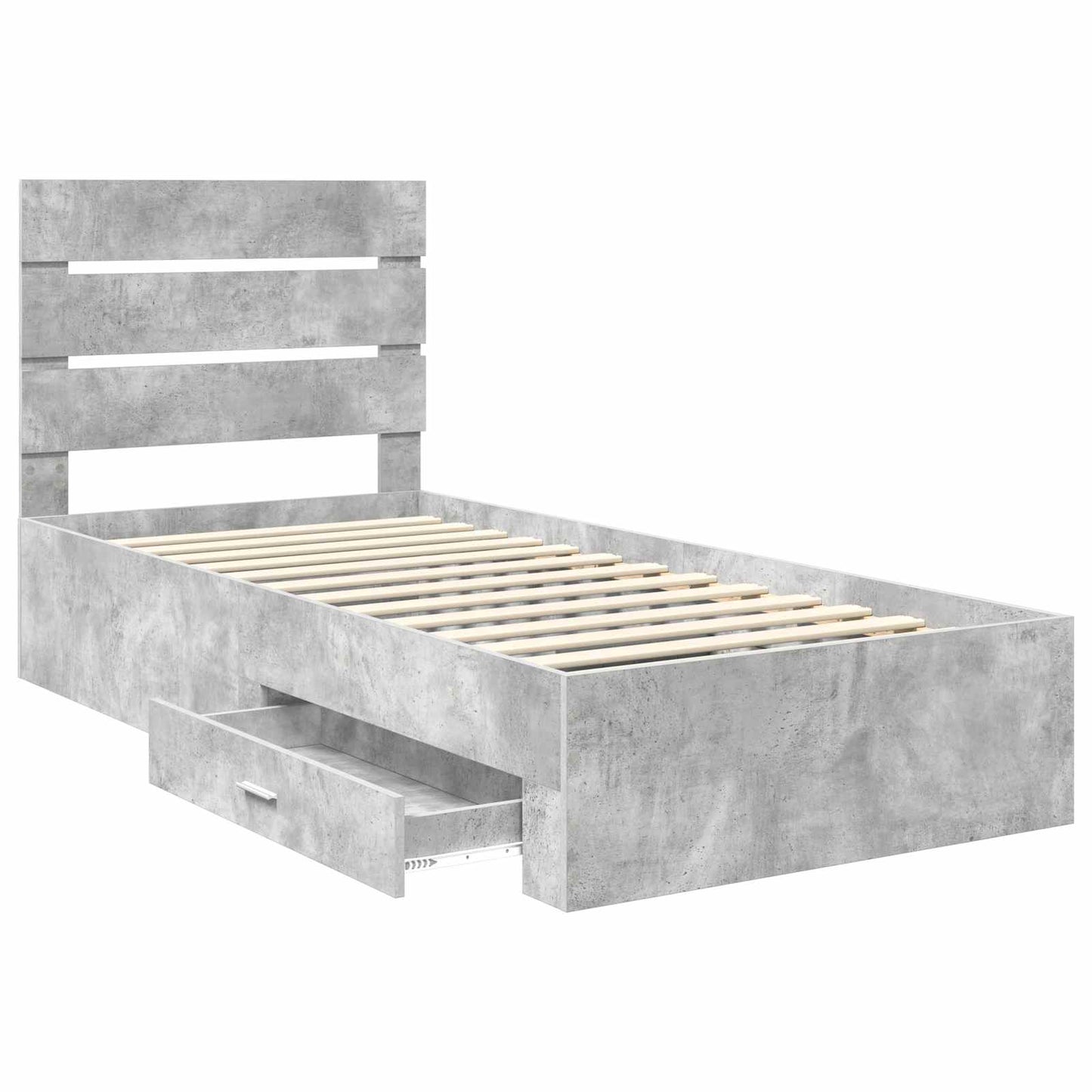 Bedframe met lade Beton Grijs 100 x 200 cm Bewerkt hout is nu te koop bij PeponiXL, paradijselijk wonen!