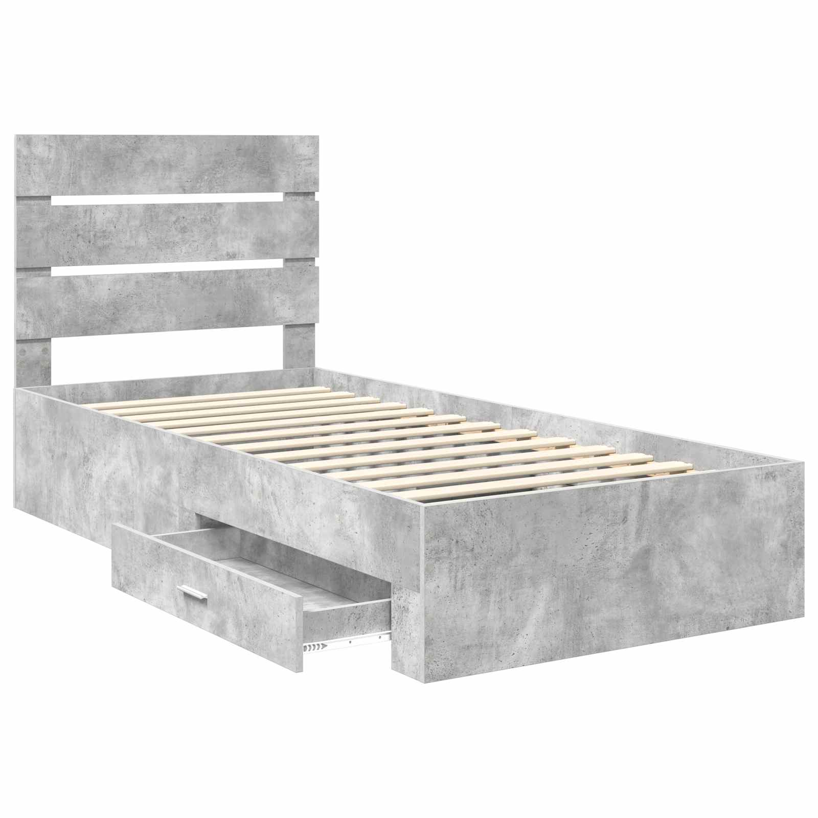 Bedframe met lade Beton Grijs 100 x 200 cm Bewerkt hout is nu te koop bij PeponiXL, paradijselijk wonen!