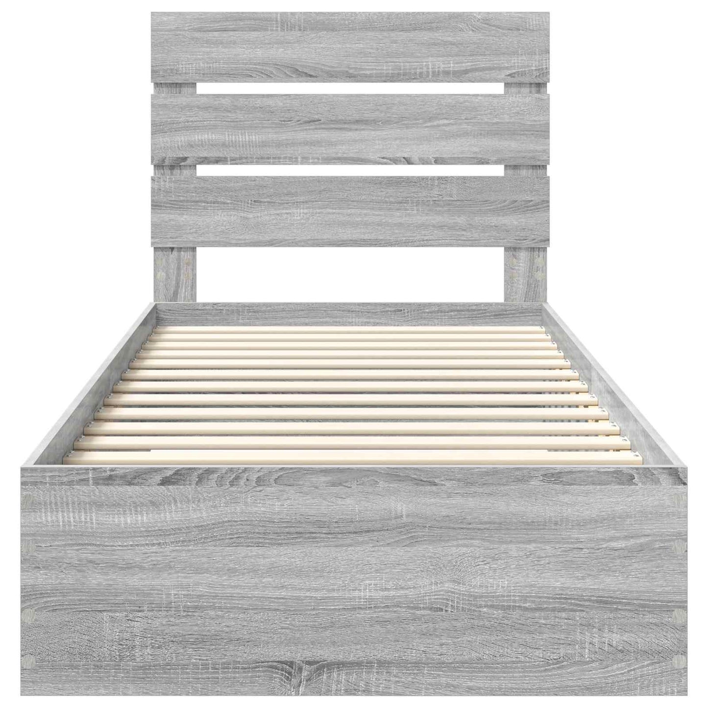 Bedframe met lade Grijs Sonoma 100 x 200 cm Bewerkt hout is nu te koop bij PeponiXL, paradijselijk wonen!