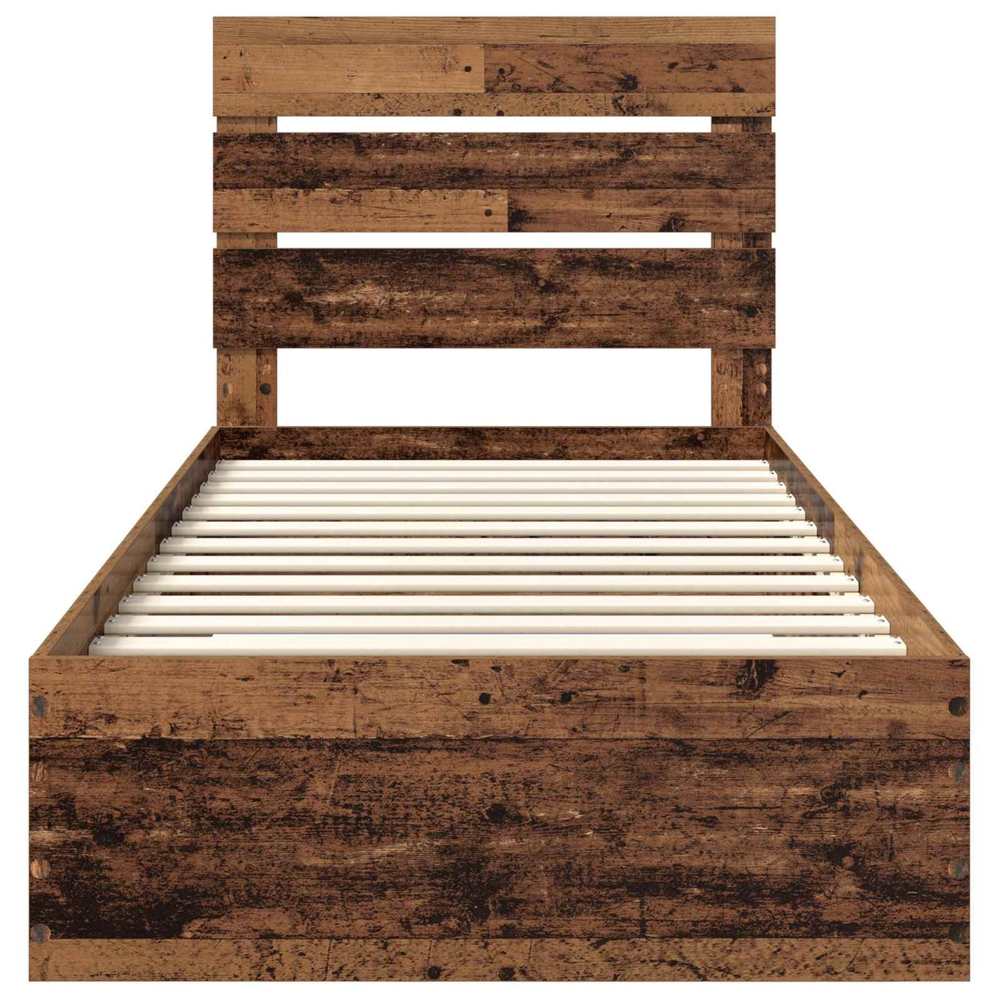 Bedframe met lade met opslag Oudhout 100 x 200 cm Bewerkt hout is nu te koop bij PeponiXL, paradijselijk wonen!