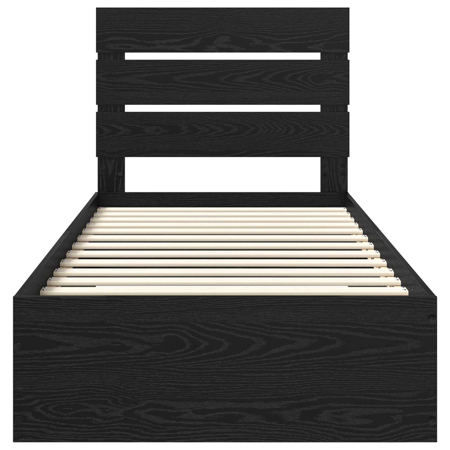 Bedframe met lade Zwart Eiken 90 x 200 cm Bewerkt hout is nu te koop bij PeponiXL, paradijselijk wonen!