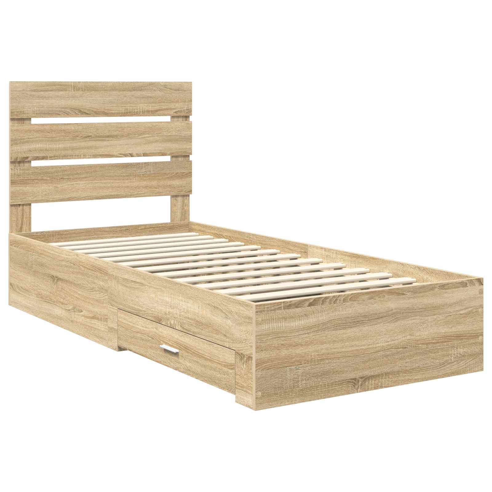 Bedframe met lade Sonoma Eiken 90 x 200 cm Bewerkt hout is nu te koop bij PeponiXL, paradijselijk wonen!