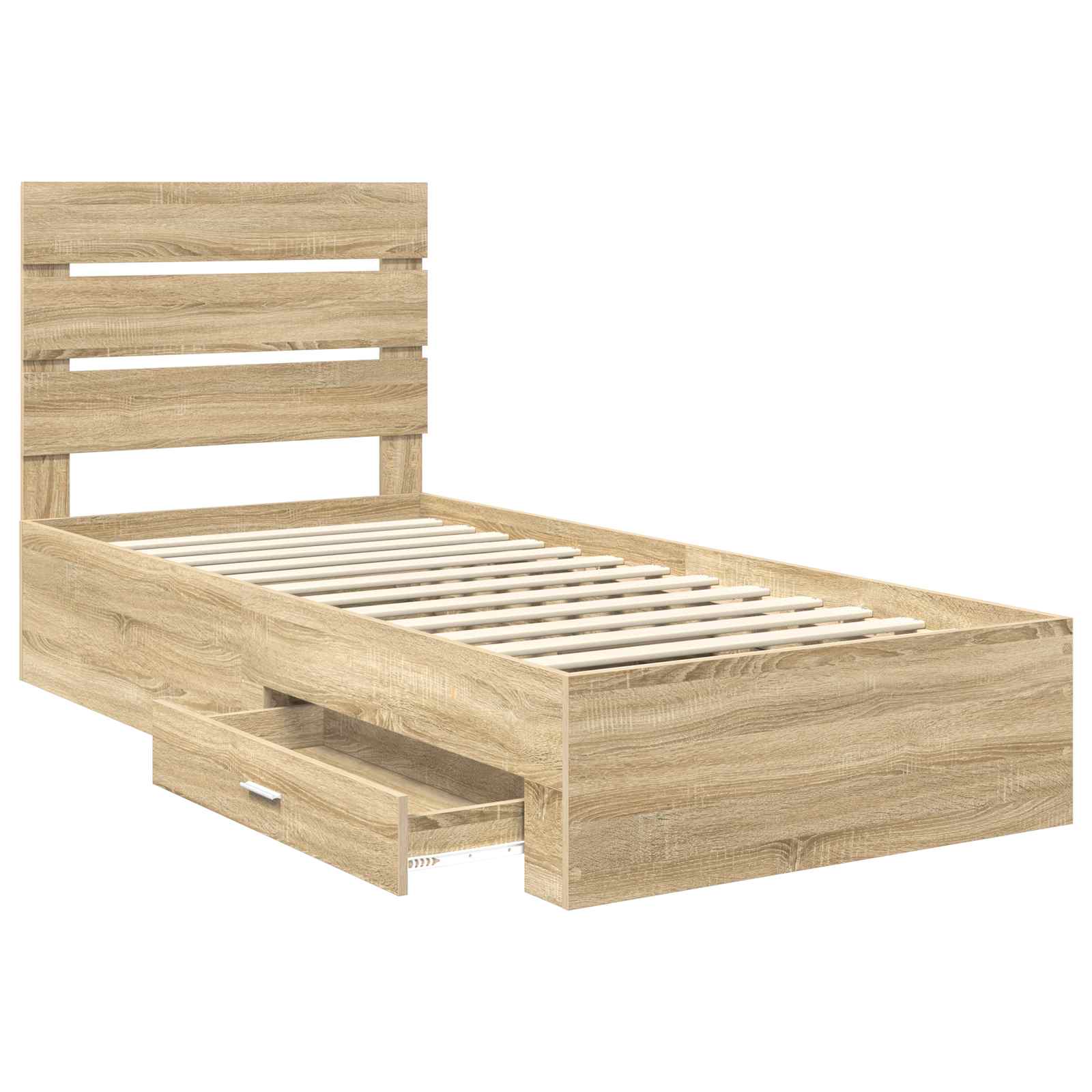 Bedframe met lade Sonoma Eiken 90 x 200 cm Bewerkt hout is nu te koop bij PeponiXL, paradijselijk wonen!