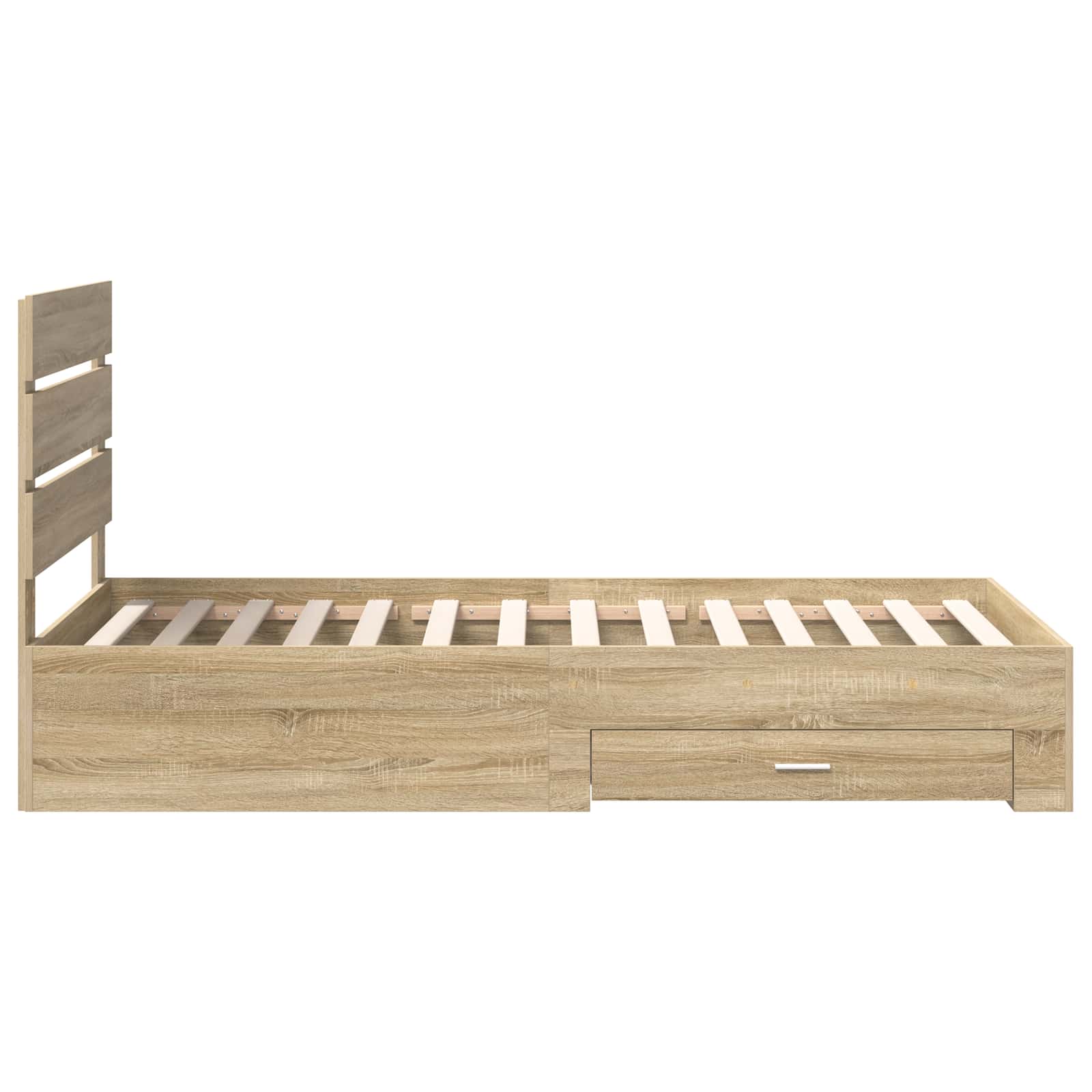 Bedframe met lade Sonoma Eiken 90 x 200 cm Bewerkt hout is nu te koop bij PeponiXL, paradijselijk wonen!