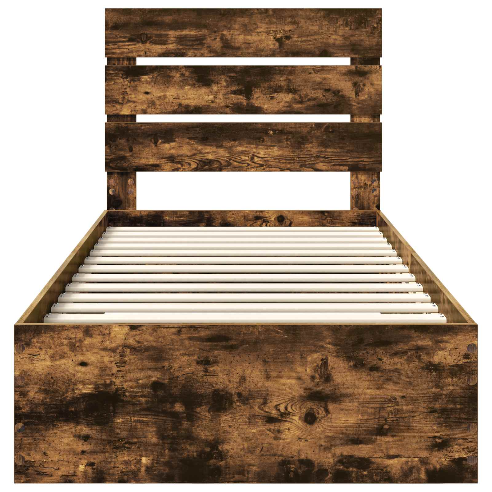 Bedframe met lade Gerookt eiken 90 x 200 cm Bewerkt hout is nu te koop bij PeponiXL, paradijselijk wonen!