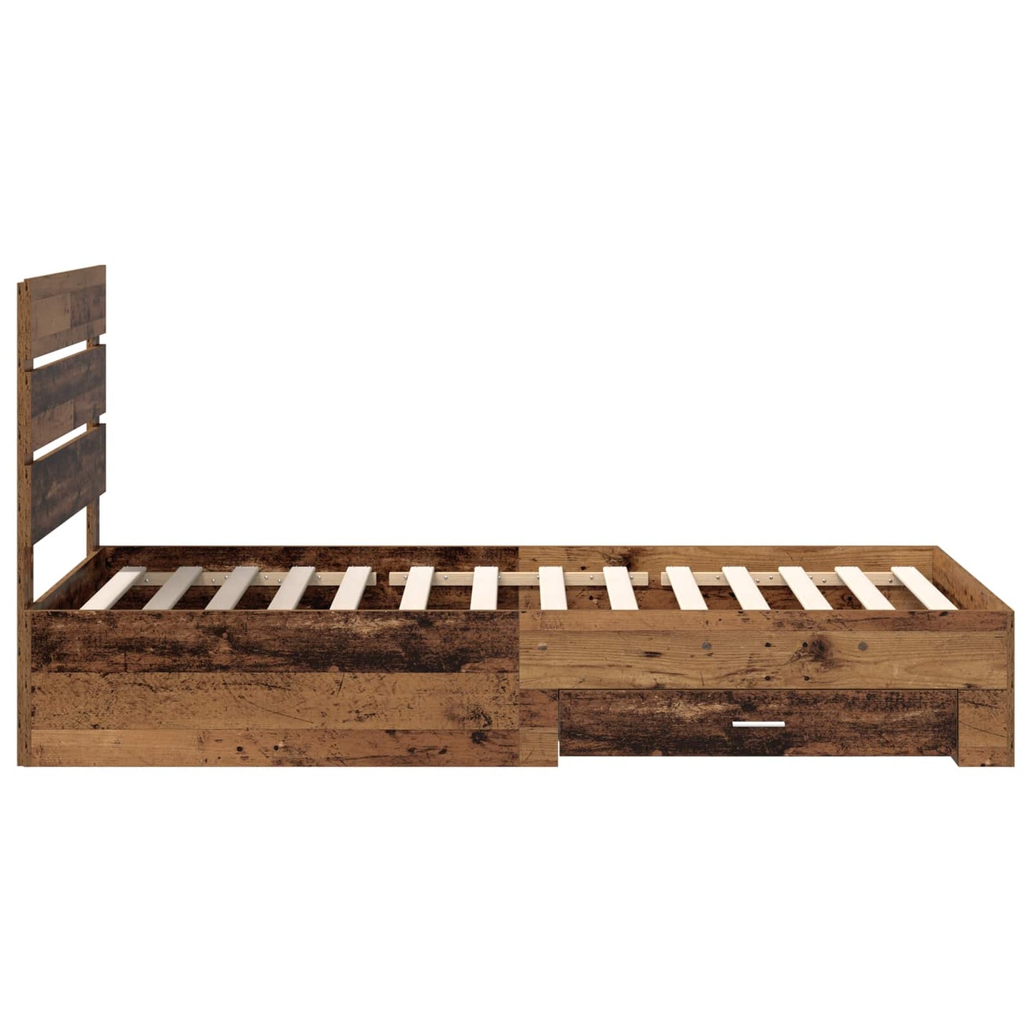 Bedframe met lade met opslag Oudhout 90 x 200 cm Bewerkt hout is nu te koop bij PeponiXL, paradijselijk wonen!