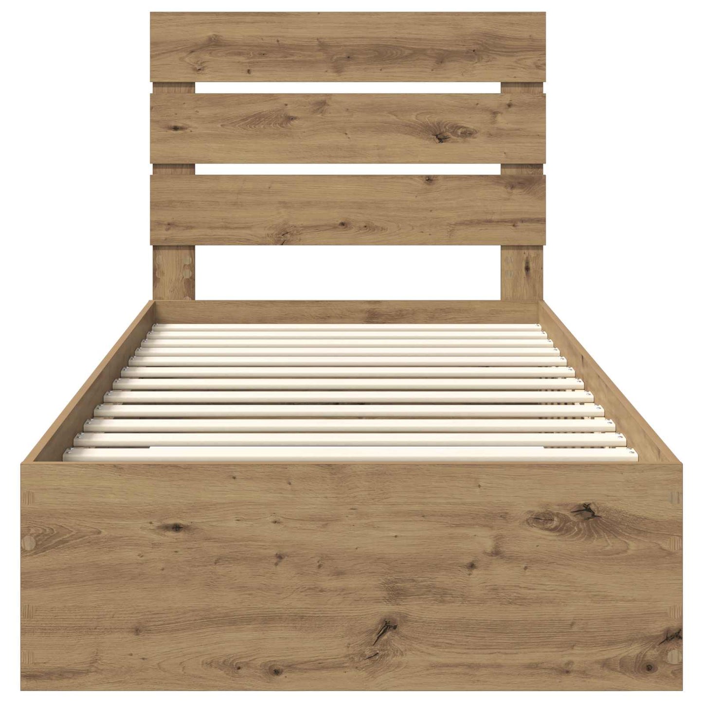 Bedframe met lade Artisan Eiken 90 x 200 cm Bewerkt hout is nu te koop bij PeponiXL, paradijselijk wonen!