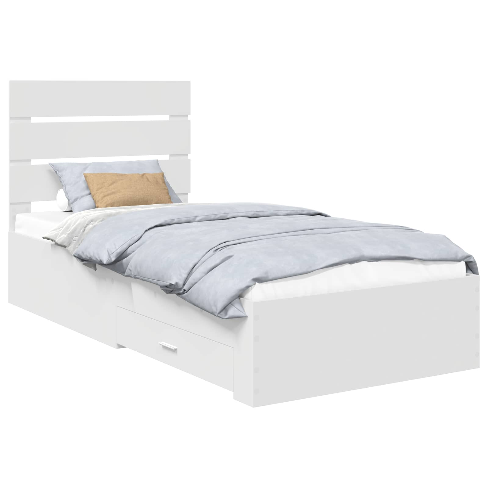 Bedframe met lade met hoofdeinde Wit 90 x 190 cm Bewerkt hout is nu te koop bij PeponiXL, paradijselijk wonen!