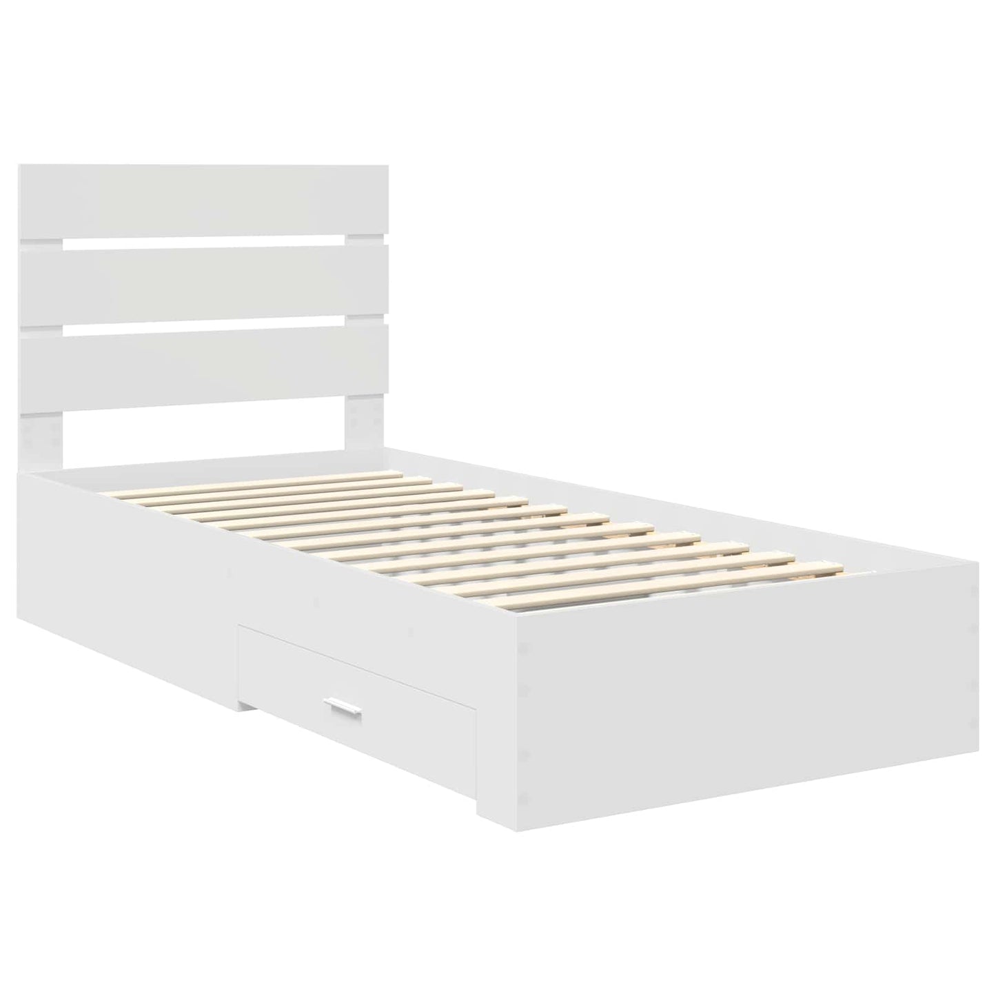 Bedframe met lade met hoofdeinde Wit 90 x 190 cm Bewerkt hout is nu te koop bij PeponiXL, paradijselijk wonen!