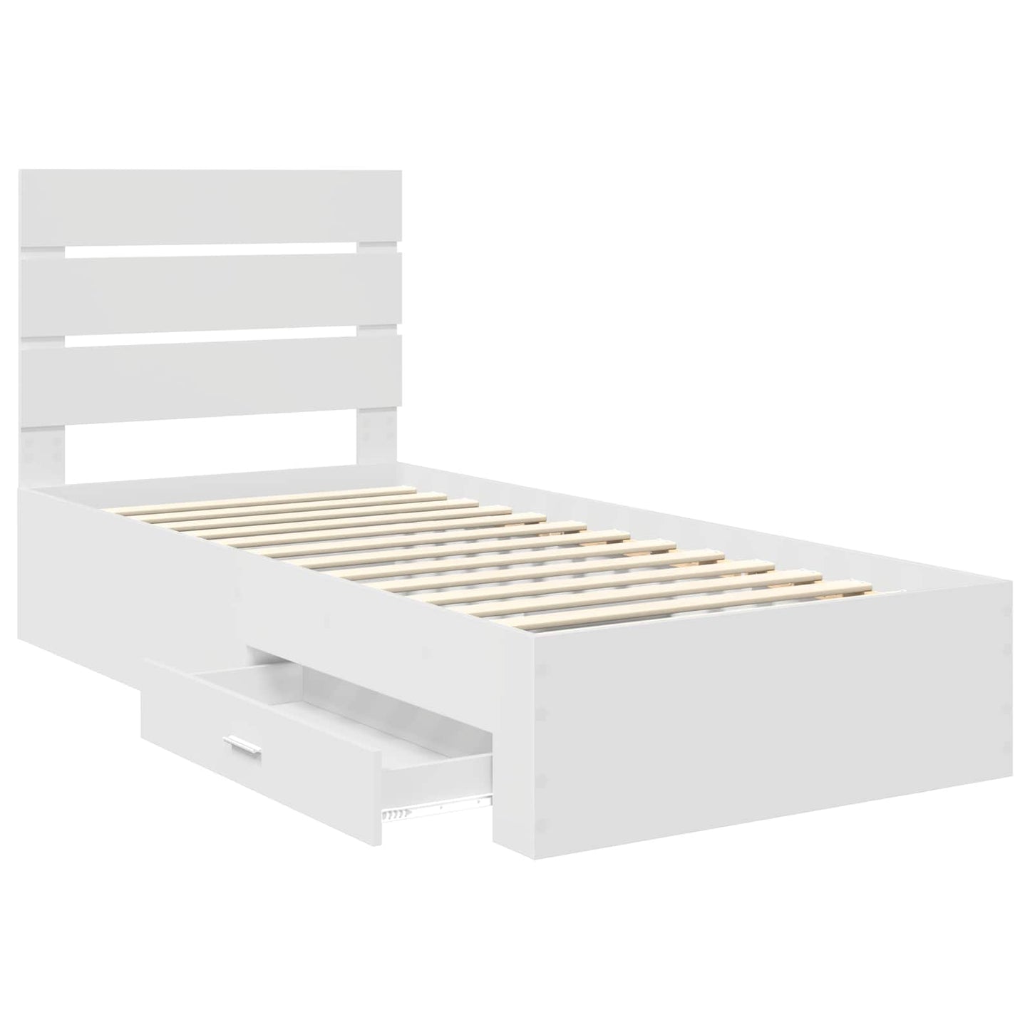 Bedframe met lade met hoofdeinde Wit 90 x 190 cm Bewerkt hout is nu te koop bij PeponiXL, paradijselijk wonen!