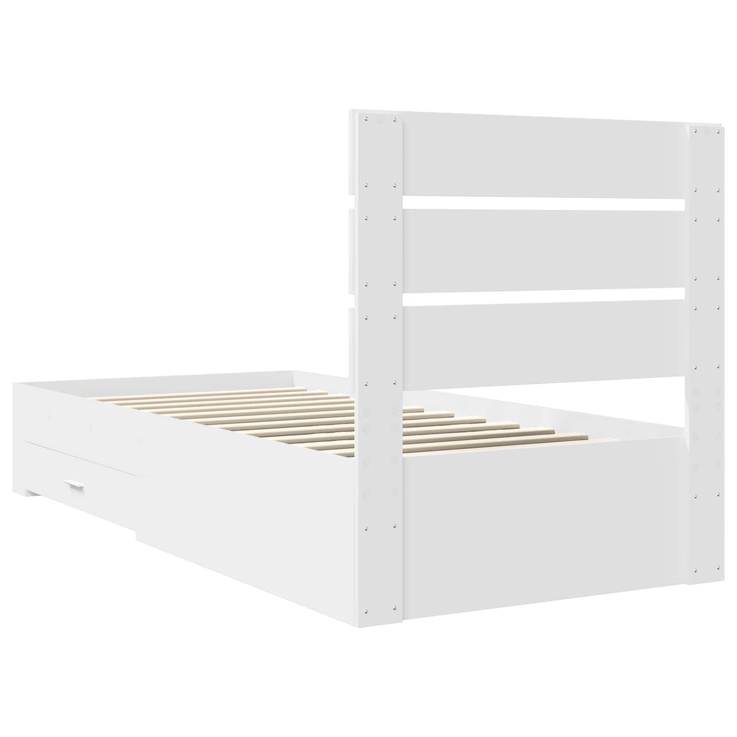 Bedframe met lade met hoofdeinde Wit 90 x 190 cm Bewerkt hout is nu te koop bij PeponiXL, paradijselijk wonen!
