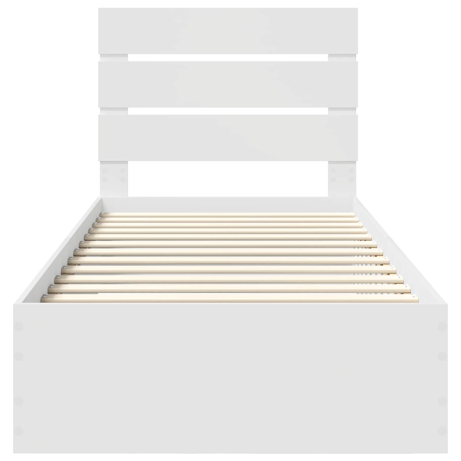 Bedframe met lade met hoofdeinde Wit 90 x 190 cm Bewerkt hout is nu te koop bij PeponiXL, paradijselijk wonen!