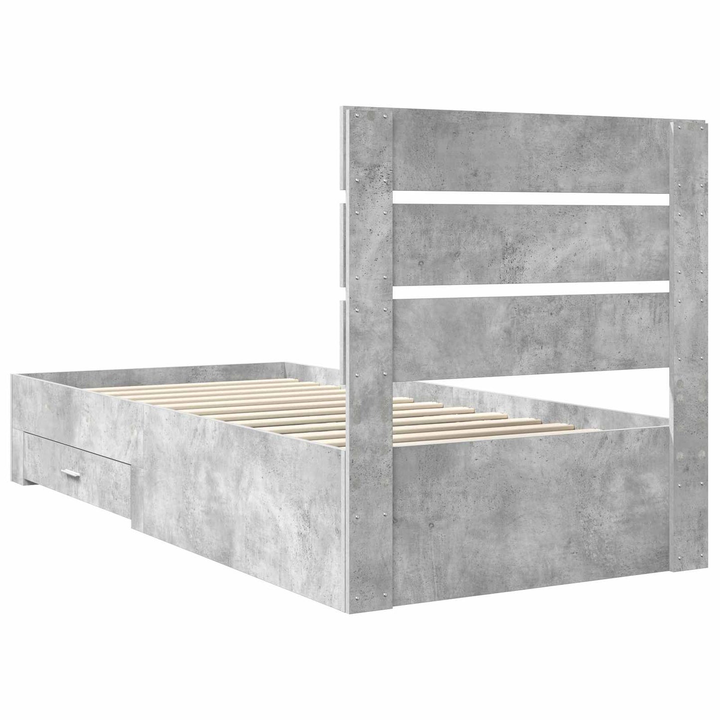 Bedframe met lade Beton Grijs 90 x 190 cm Bewerkt hout is nu te koop bij PeponiXL, paradijselijk wonen!