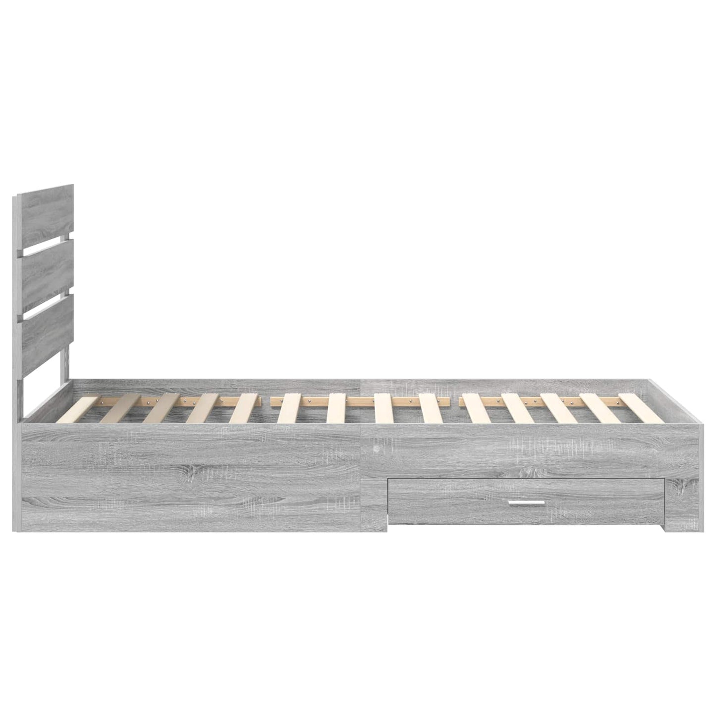 Bedframe met lade Grijs Sonoma 90 x 190 cm Bewerkt hout is nu te koop bij PeponiXL, paradijselijk wonen!