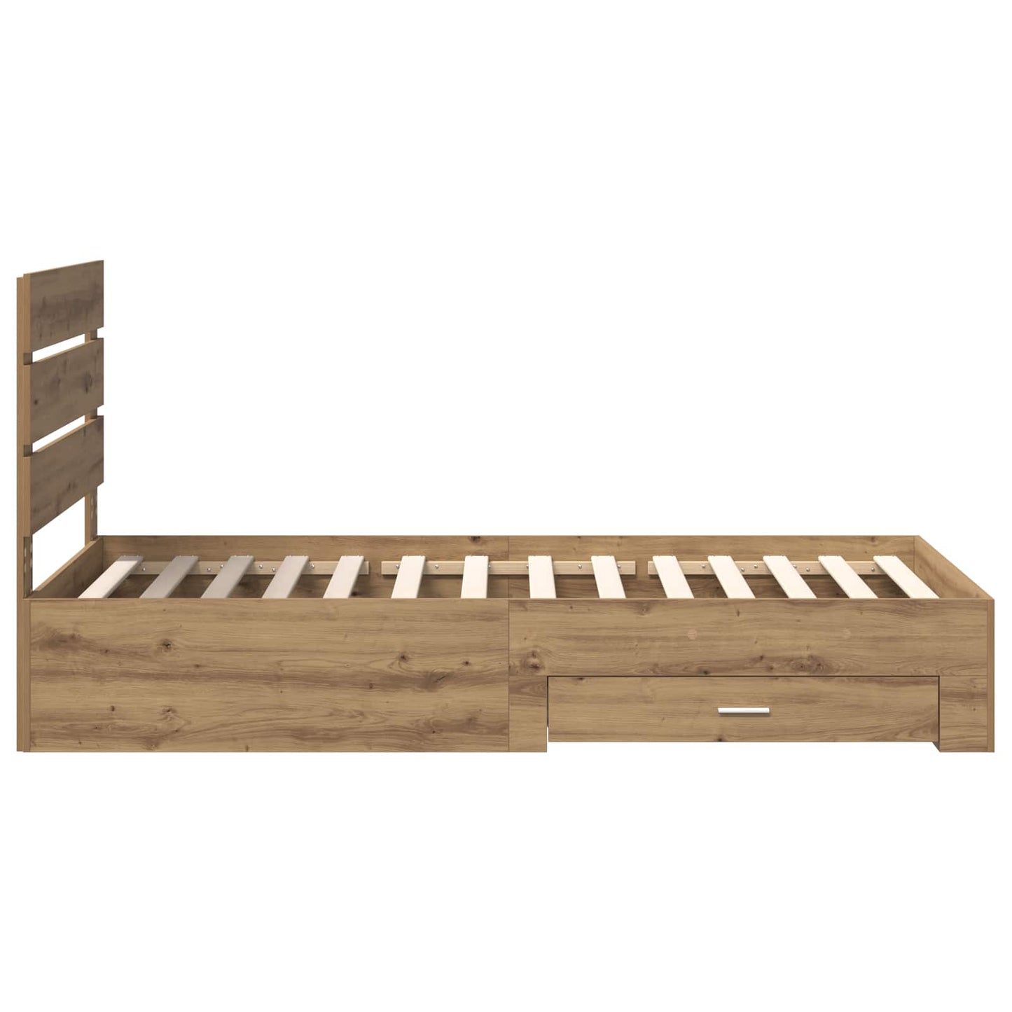 Bedframe met lade Artisan Eiken 90 x 190 cm Bewerkt hout is nu te koop bij PeponiXL, paradijselijk wonen!