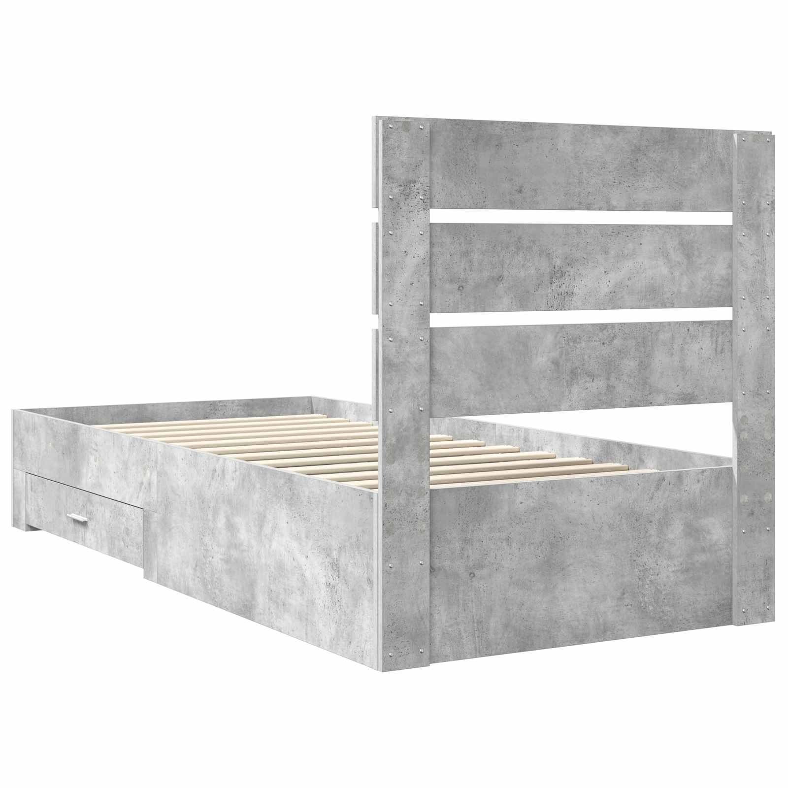Bedframe Beton Grijs en Zilver 70 x 190 cm Bewerkt hout is nu te koop bij PeponiXL, paradijselijk wonen!