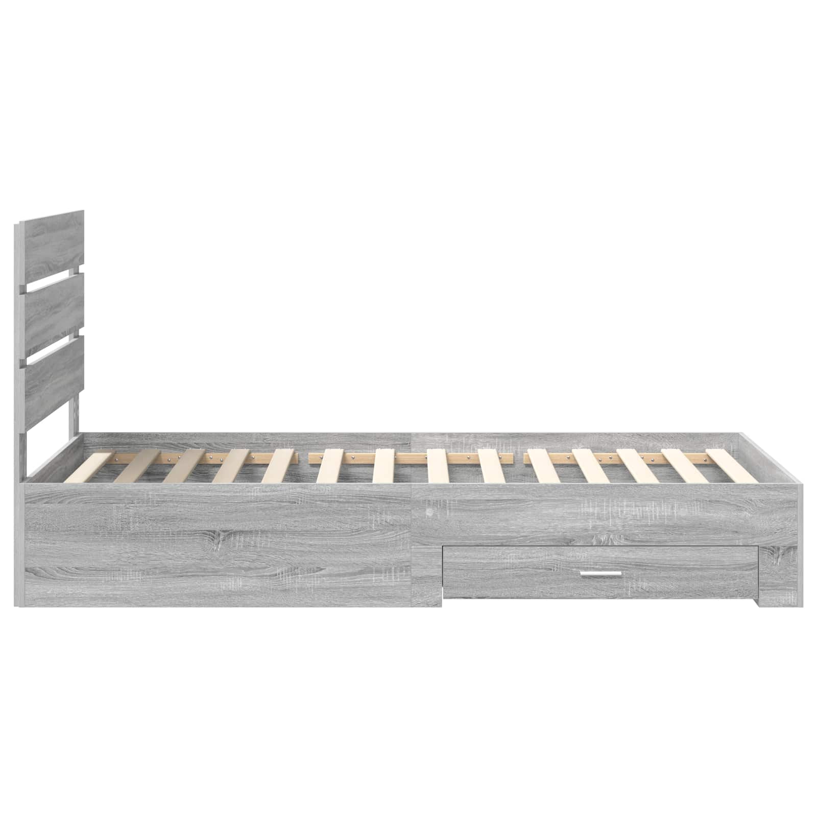 Bedframe Grijs Sonoma en Zilver 75 x 190 cm Bewerkt hout is nu te koop bij PeponiXL, paradijselijk wonen!