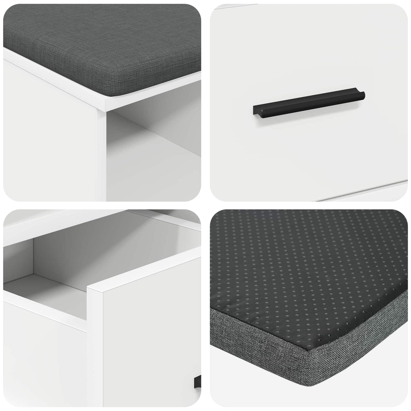 Halbank Wit 60 x 38 x 46 cm Bewerkt hout en stof is nu te koop bij PeponiXL, paradijselijk wonen!