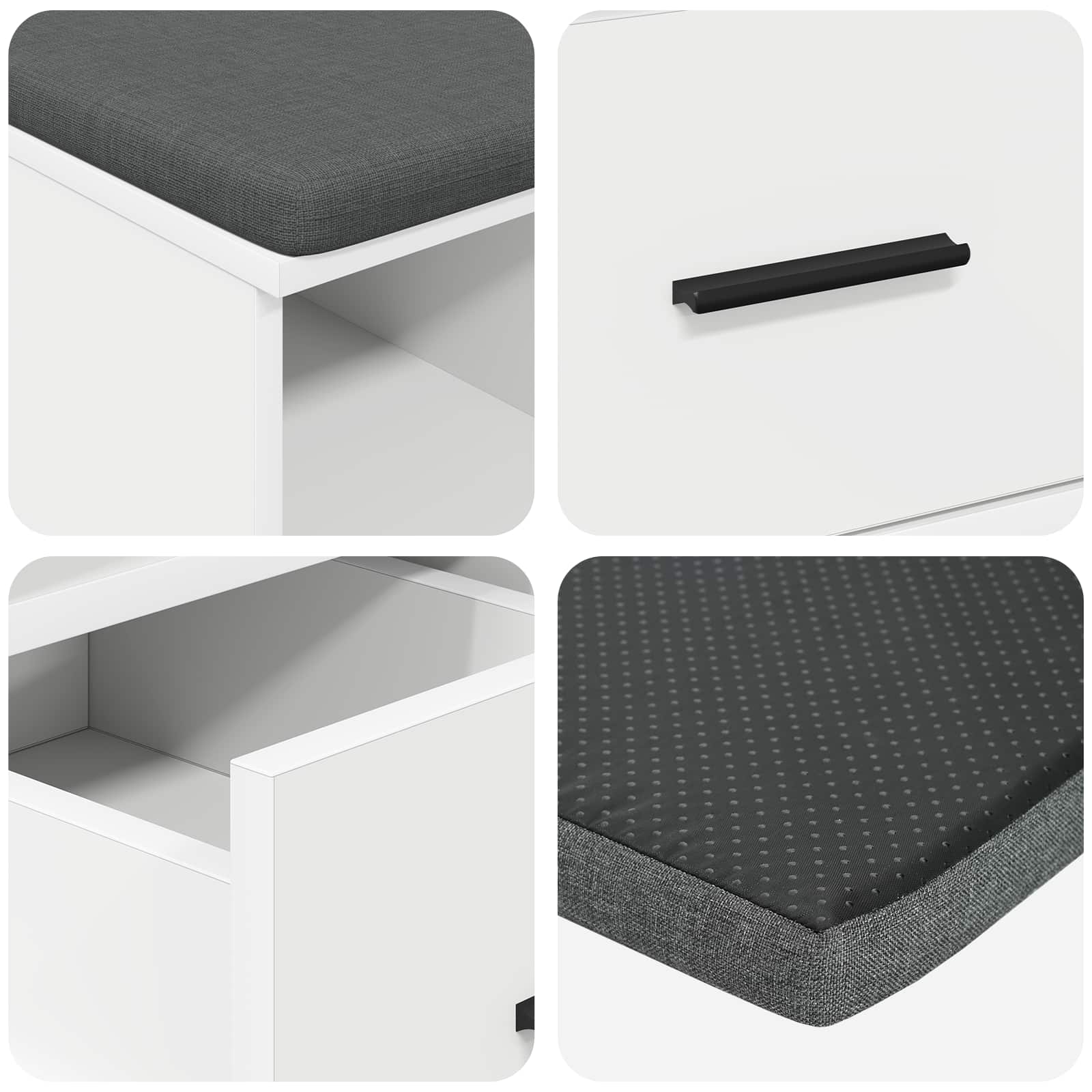 Halbank Wit 60 x 38 x 46 cm Bewerkt hout en stof is nu te koop bij PeponiXL, paradijselijk wonen!